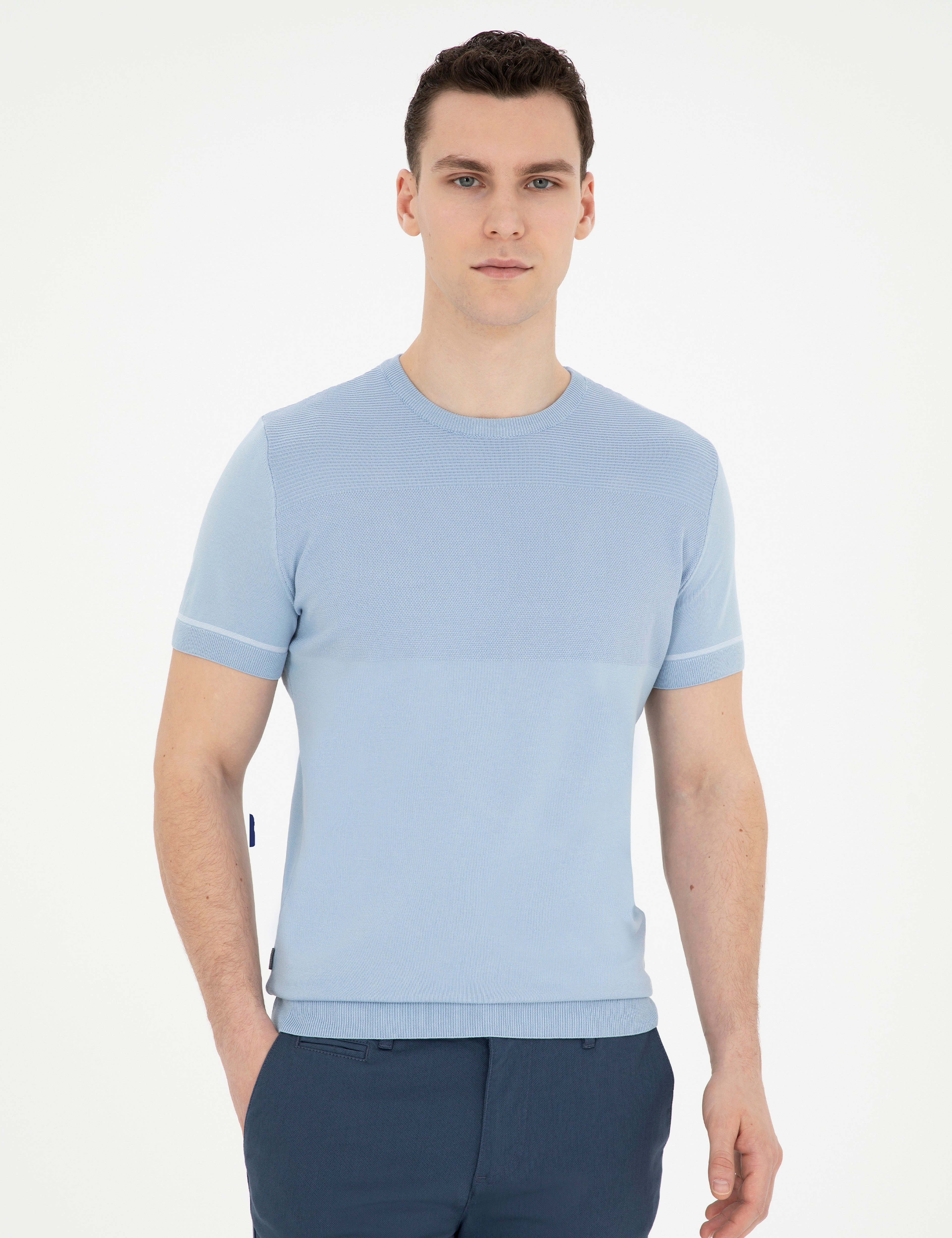 Mavi Slim Fit Bisiklet Yaka Triko Tişört