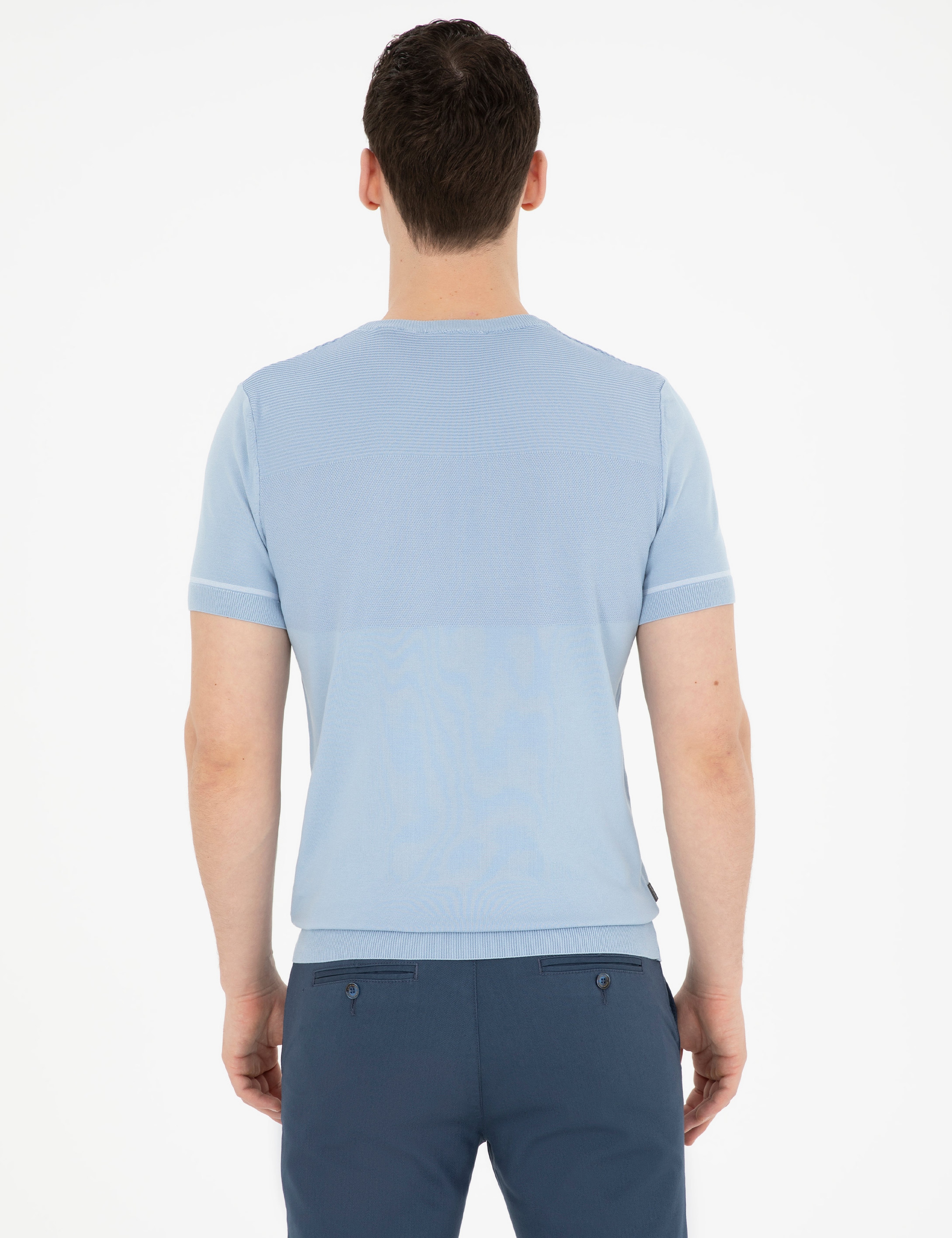 Mavi Slim Fit Bisiklet Yaka Triko Tişört - Image 5