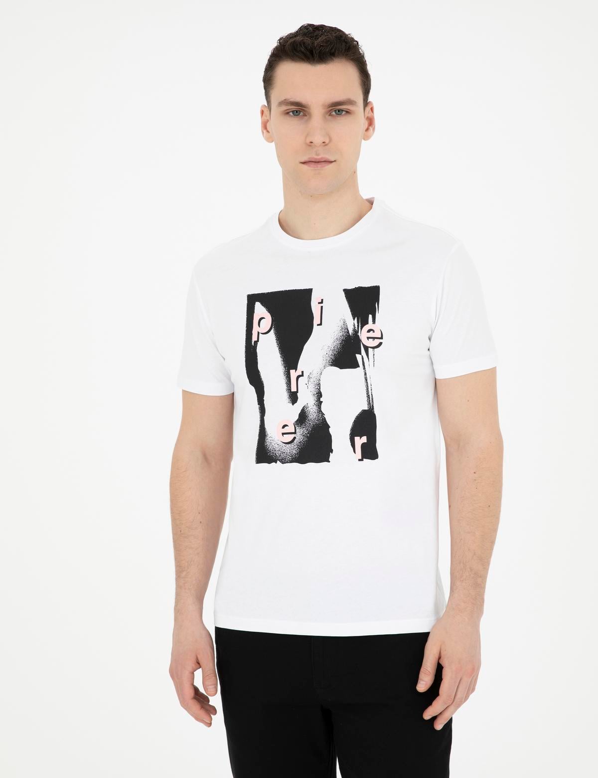 Beyaz Slim Fit Tişört - 50282065014