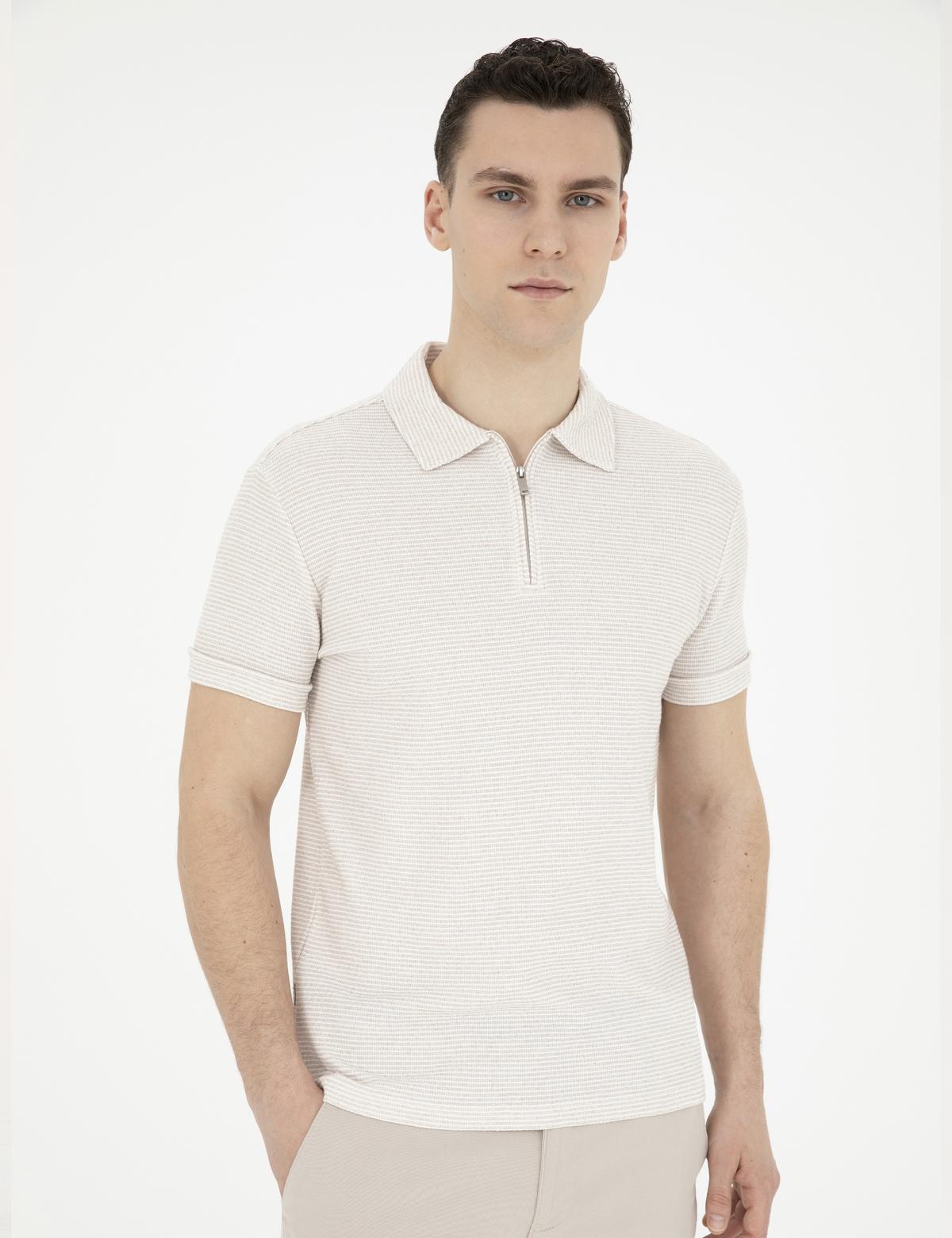 Bej Slim Fit Tişört - 50288682050