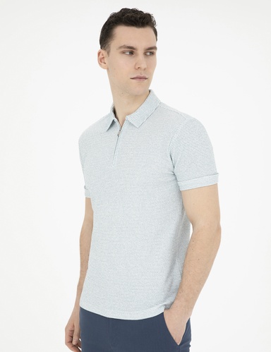 Aqua Slim Fit Fermuarlı Polo Yaka Tişört