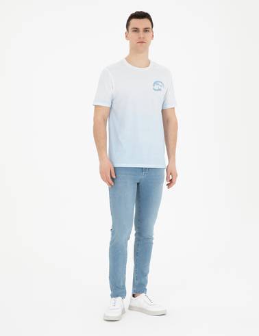 Açık Mavi Regular Fit %100 Pamuk Tişört