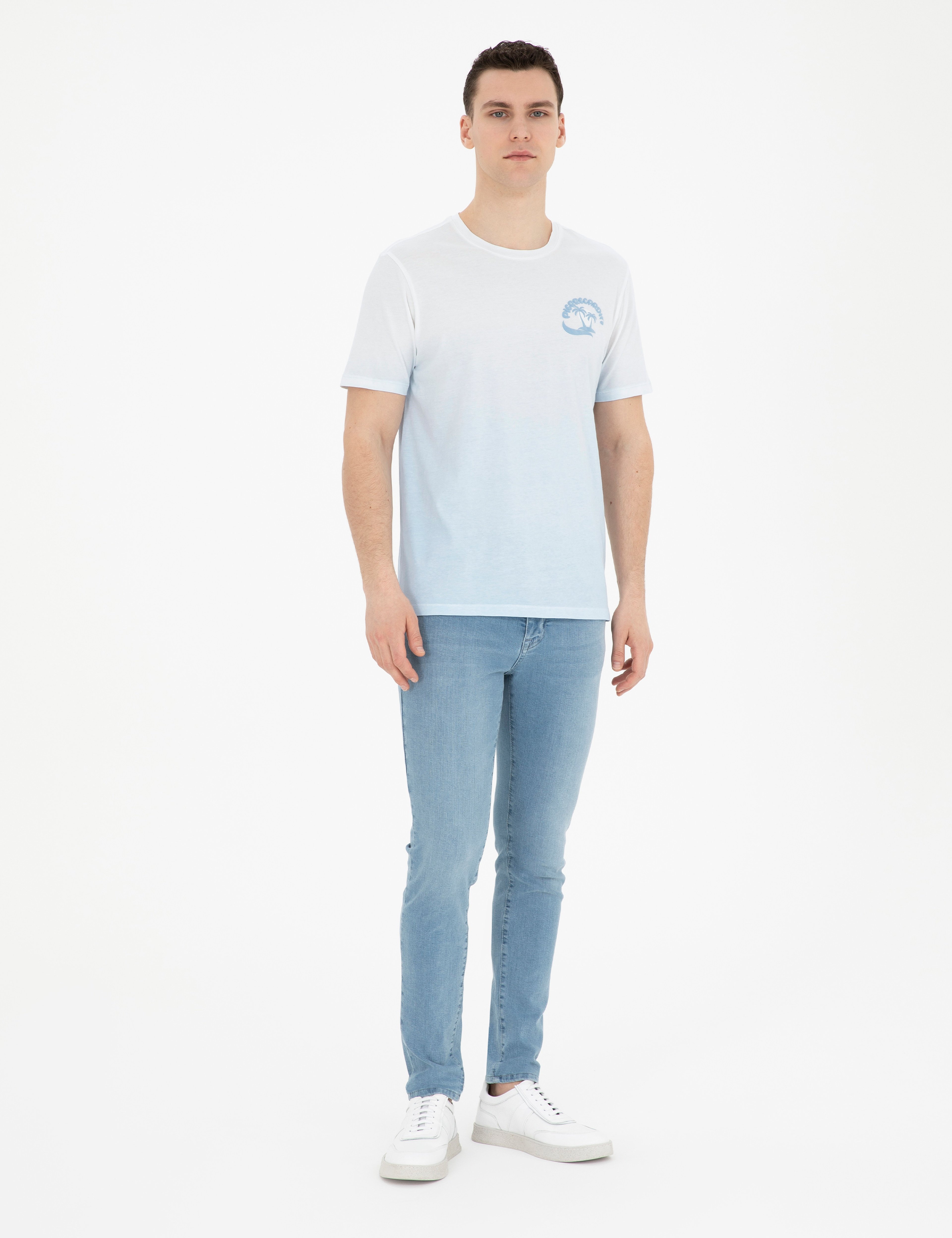 Açık Mavi Regular Fit %100 Pamuk Tişört
