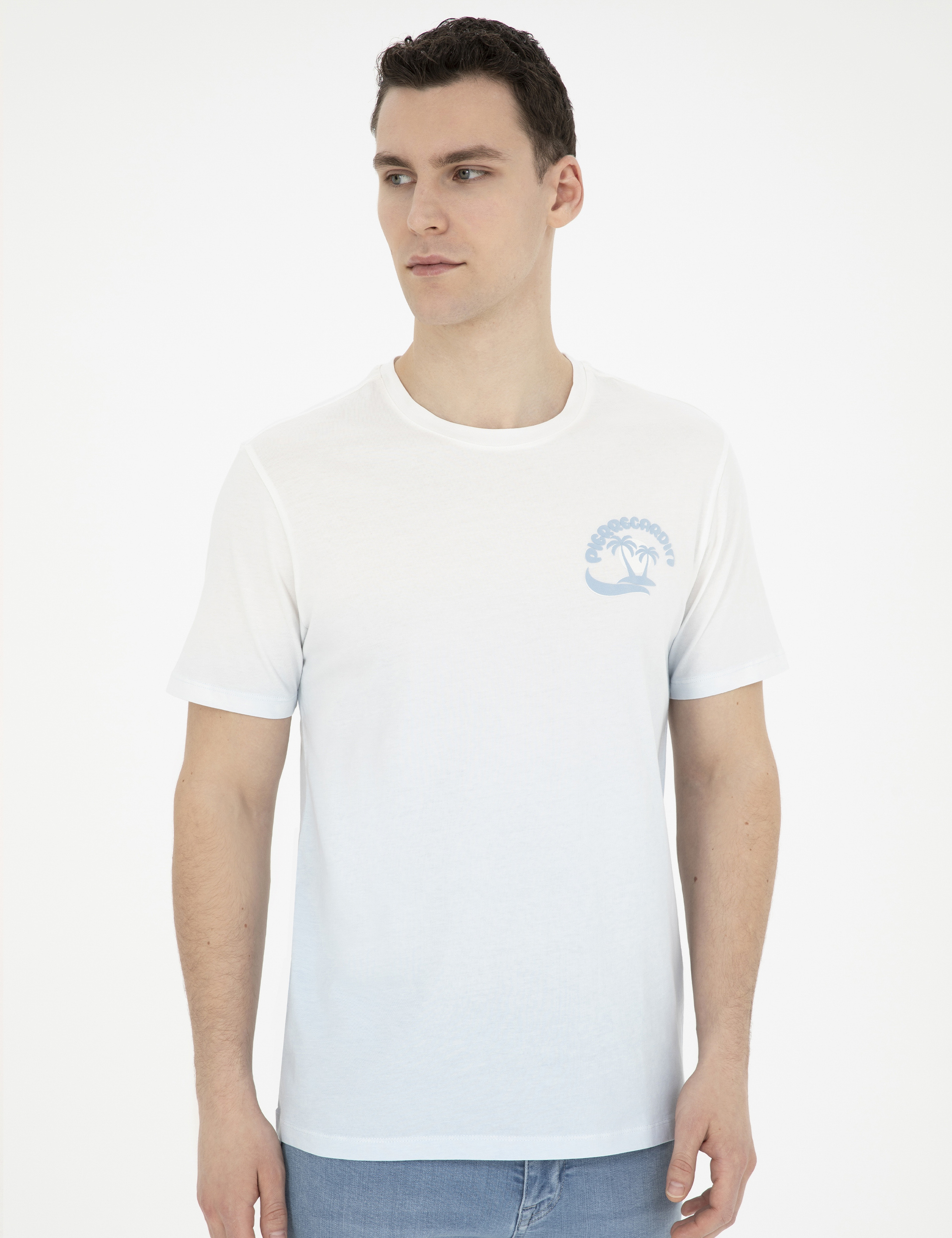 Açık Mavi Regular Fit %100 Pamuk Tişört - Image 3