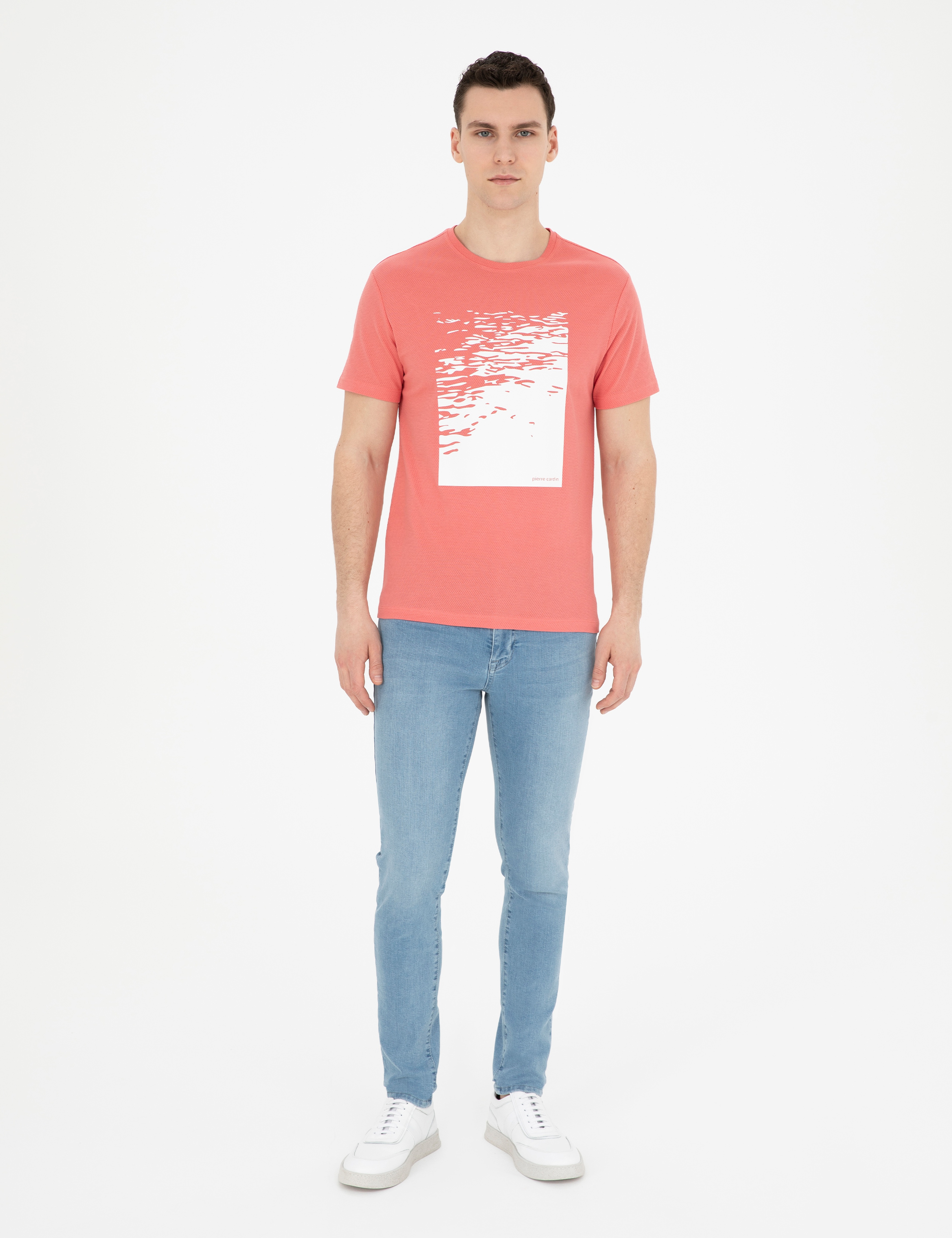 Pembe Slim Fit %100 Pamuk Bisiklet Yaka Tişört - Image 4