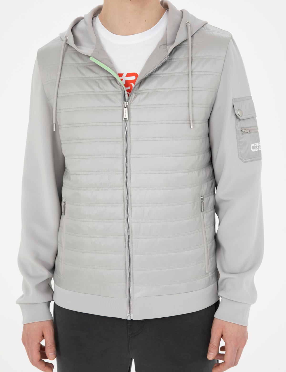 Gri Kapişonlu Baharlık Mevsimlik Mont - 50285304027