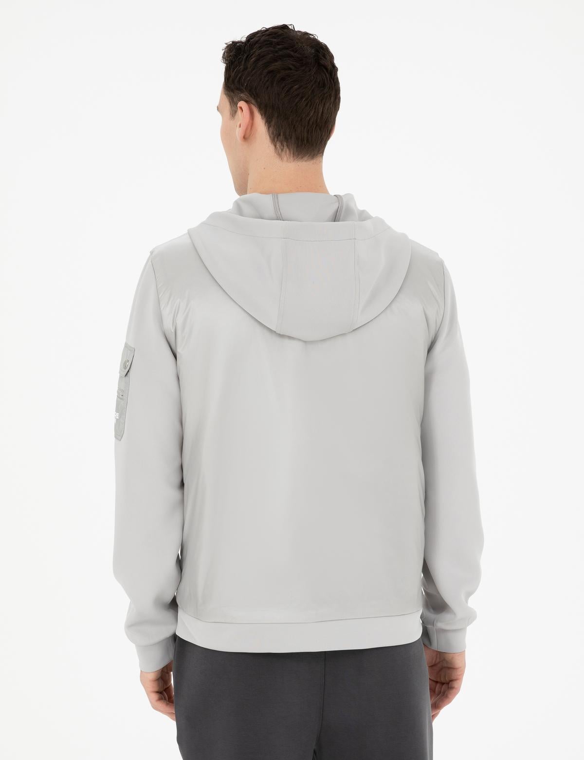 Gri Kapişonlu Baharlık Mevsimlik Mont - 50285304027