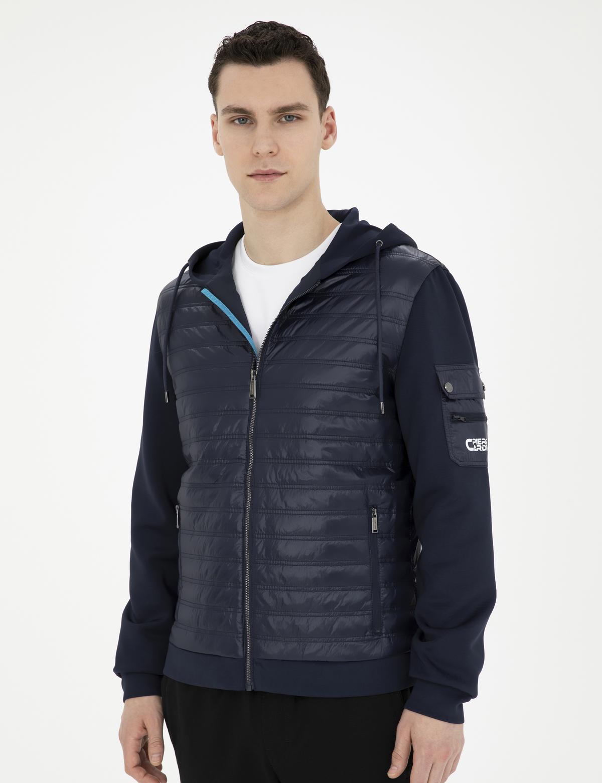 Lacivert Kapişonlu Baharlık Mevsimlik Mont - 50285304035