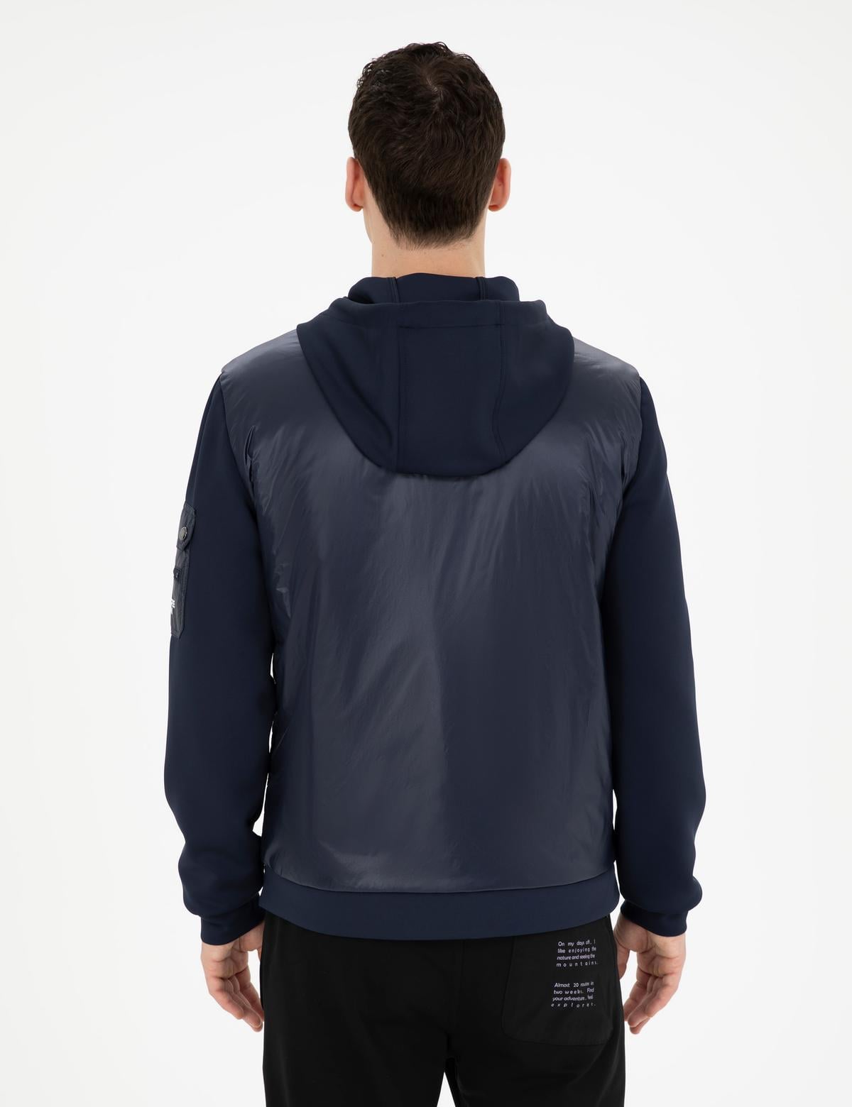 Lacivert Kapişonlu Baharlık Mevsimlik Mont - 50285304035