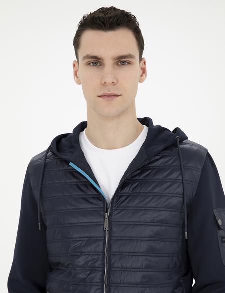 Lacivert Kapişonlu Baharlık Mevsimlik Mont - 50285304035