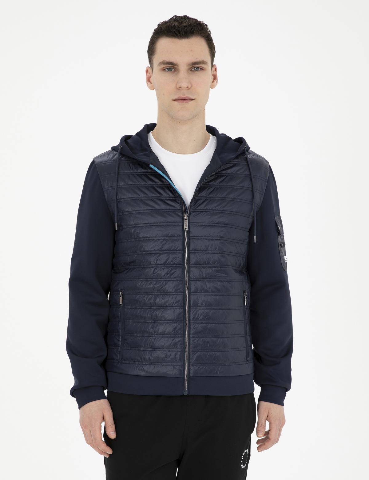 Lacivert Kapişonlu Baharlık Mevsimlik Mont