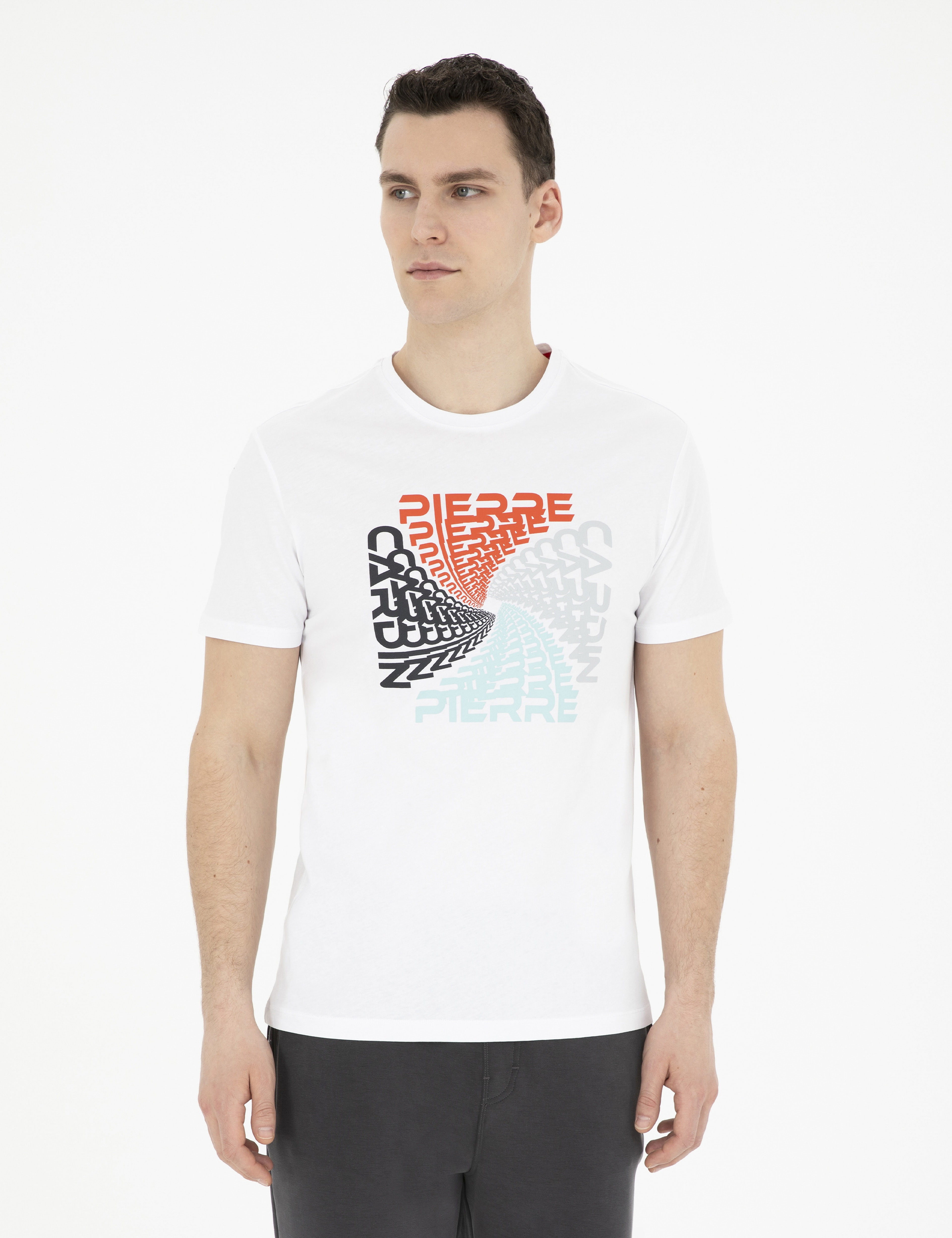 Beyaz Slim Fit %100 Pamuk Bisiklet Yaka Tişört