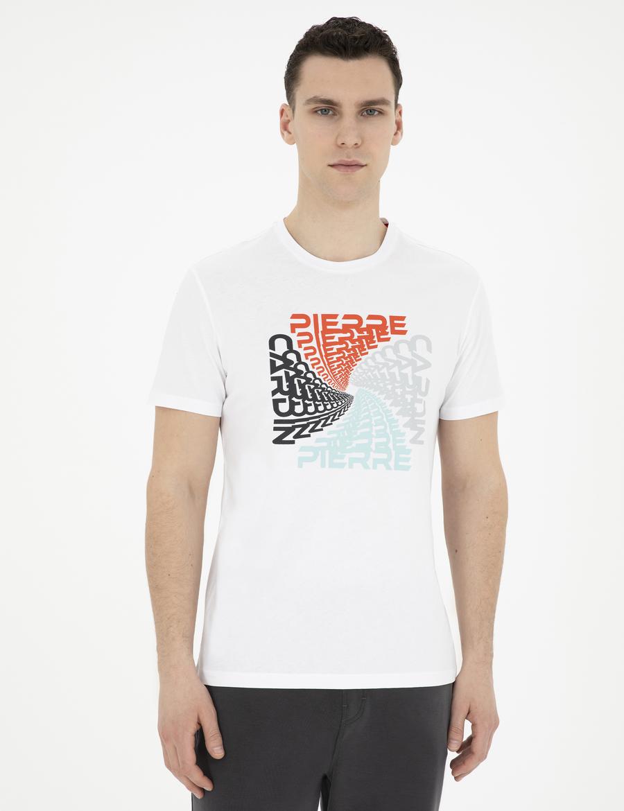 Beyaz Slim Fit %100 Pamuk Bisiklet Yaka Tişört