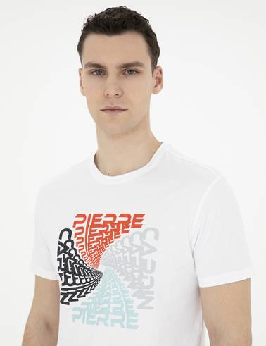 Beyaz Slim Fit %100 Pamuk Bisiklet Yaka Tişört