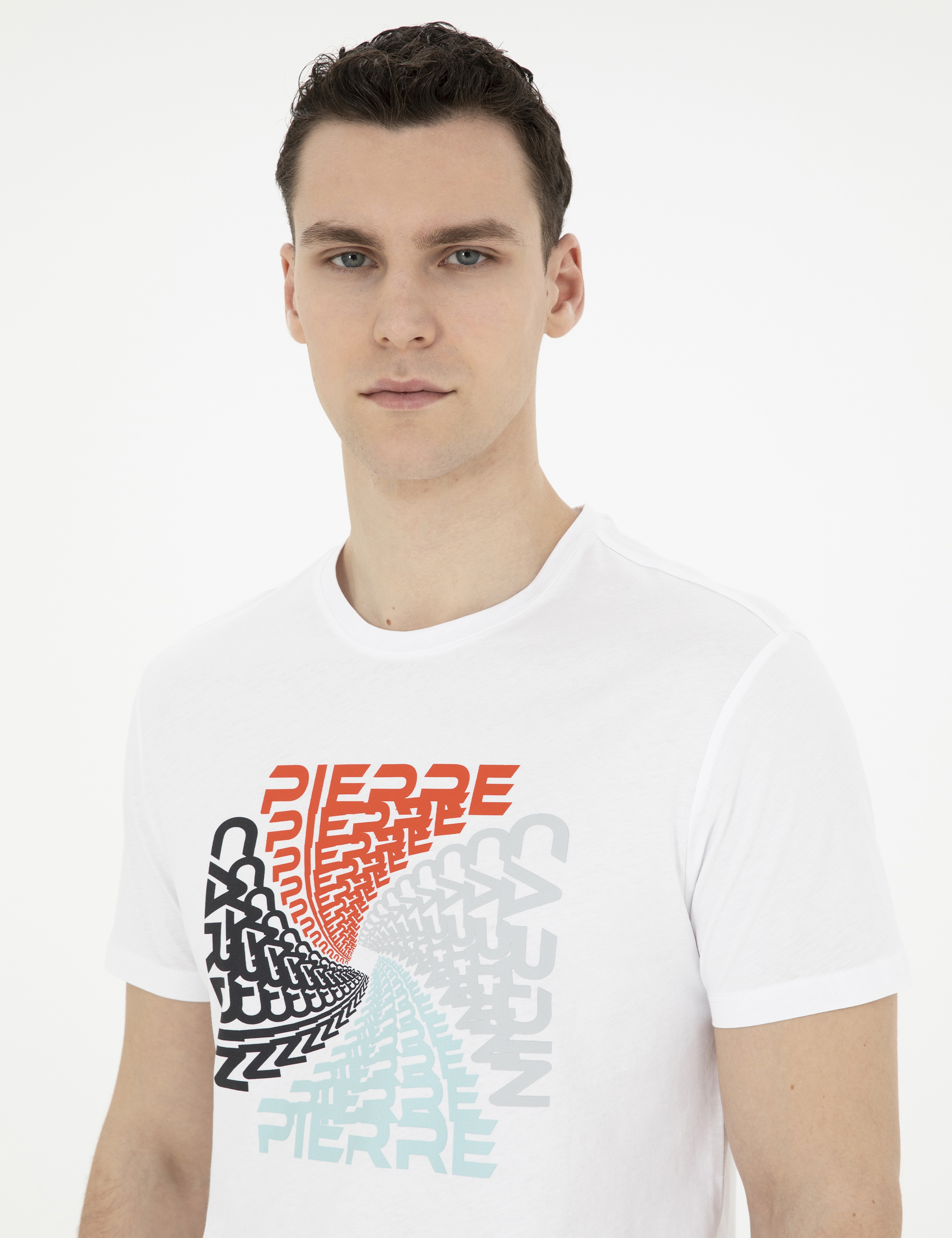 Beyaz Slim Fit %100 Pamuk Bisiklet Yaka Tişört - Image 2