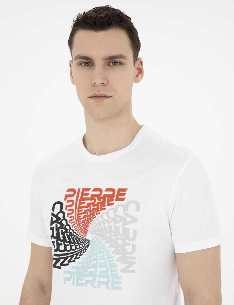 Beyaz Slim Fit %100 Pamuk Bisiklet Yaka Tişört