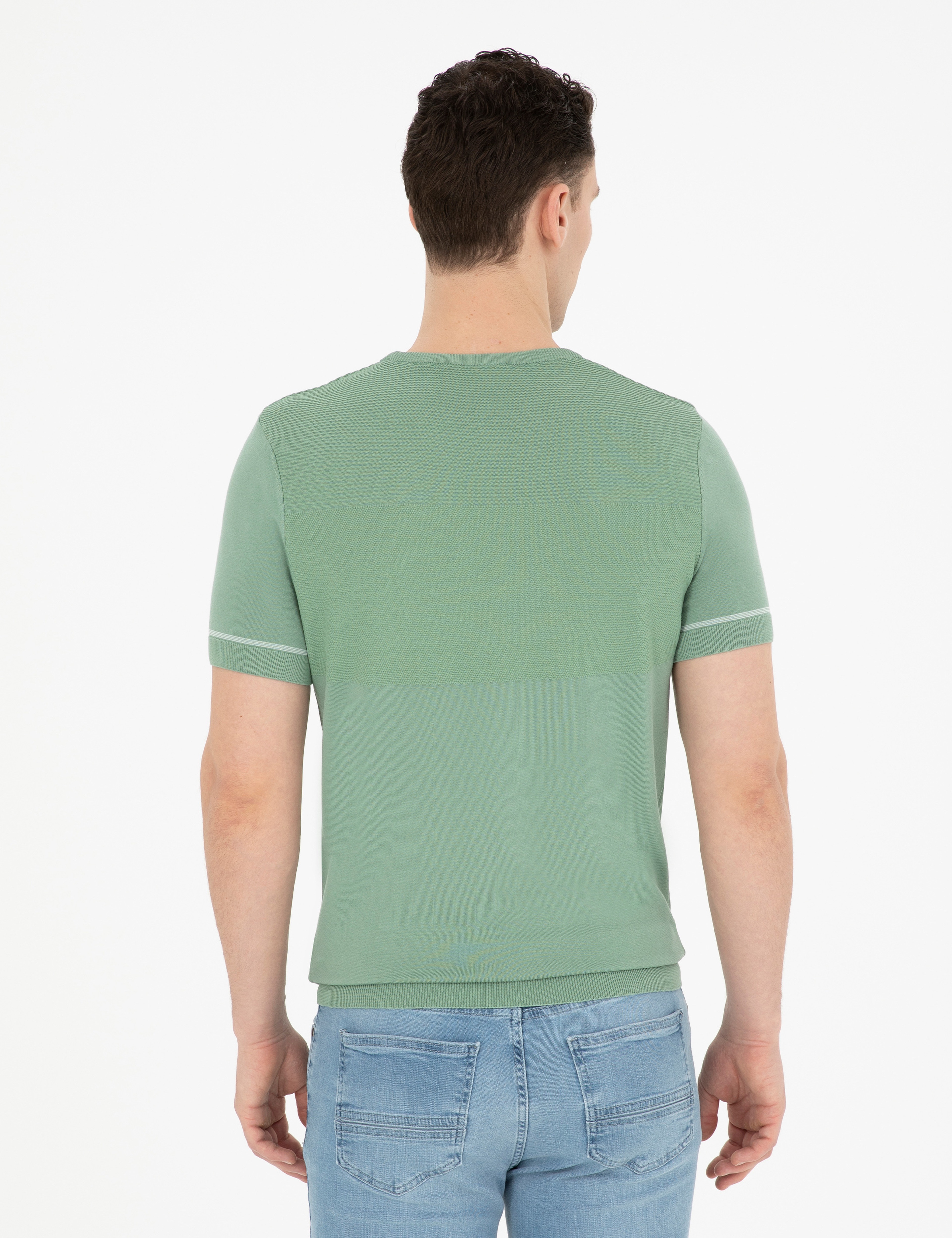 Çağla Slim Fit Bisiklet Yaka Triko Tişört - Image 5