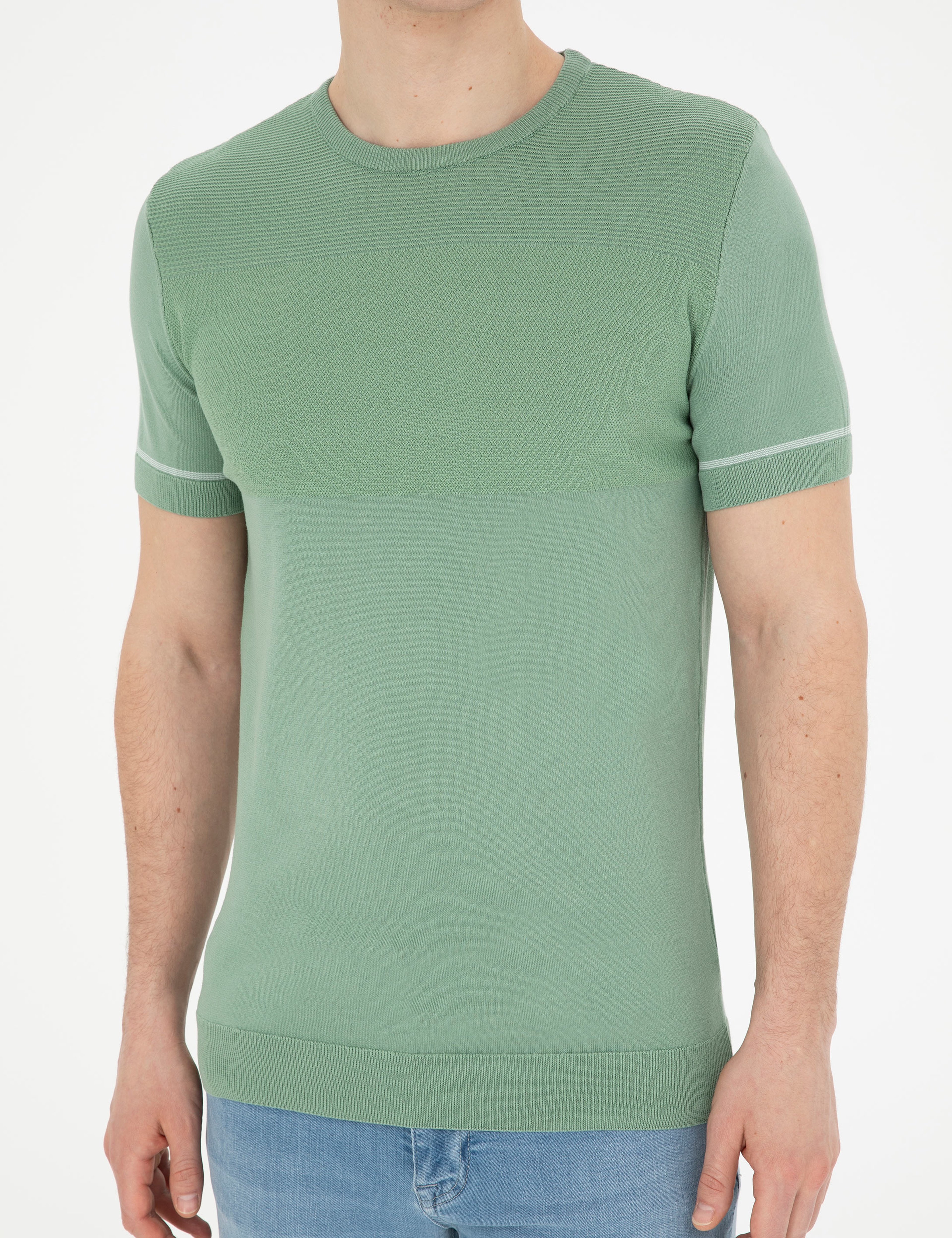 Çağla Slim Fit Bisiklet Yaka Triko Tişört - Image 6