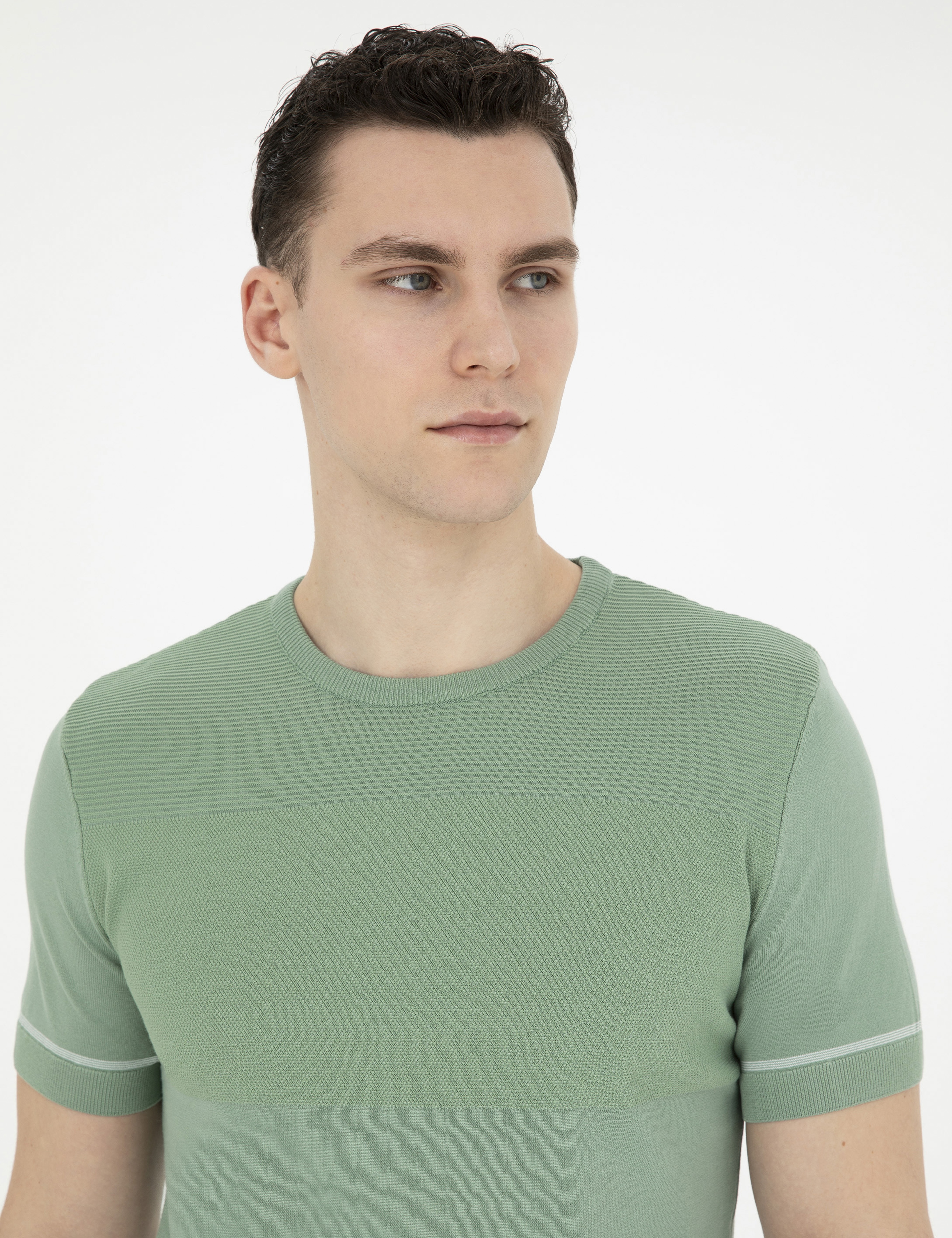 Çağla Slim Fit Bisiklet Yaka Triko Tişört - Image 2