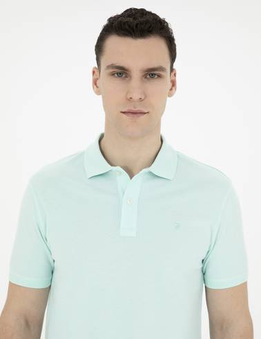 Su Yeşili Slim Fit Basic Tişört