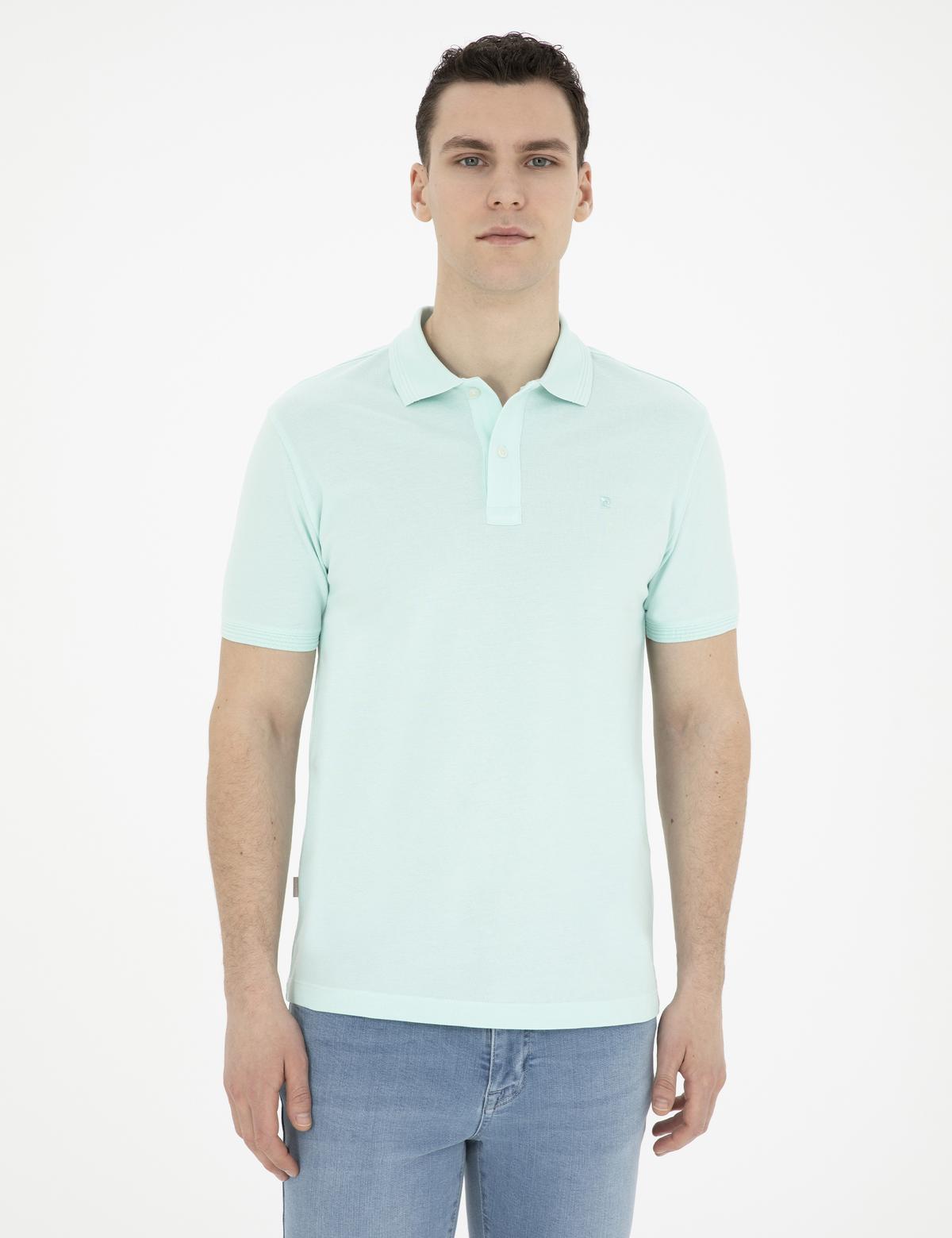 Su Yeşili Slim Fit Basic Tişört - 50280754353