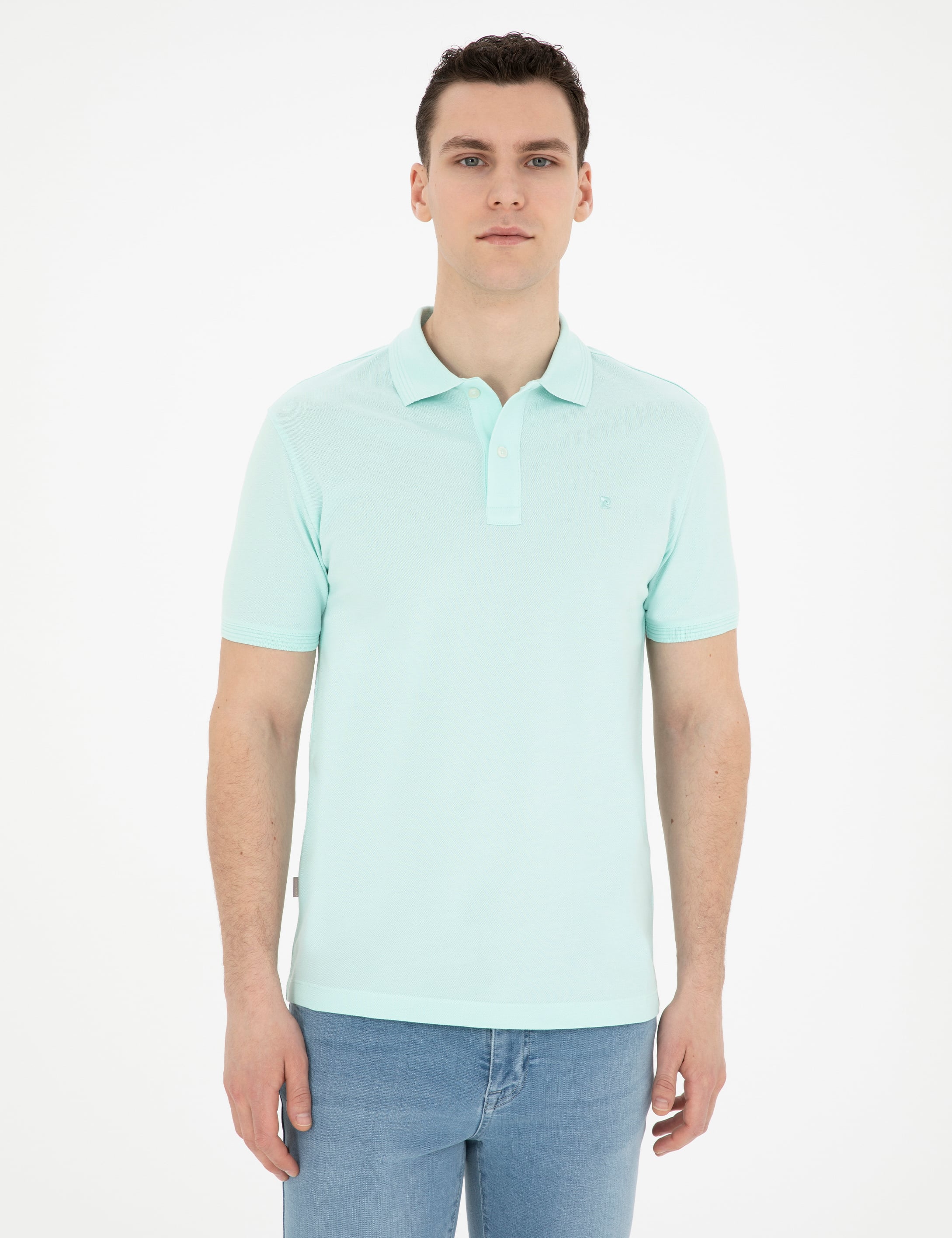 Su Yeşili Slim Fit Basic Tişört