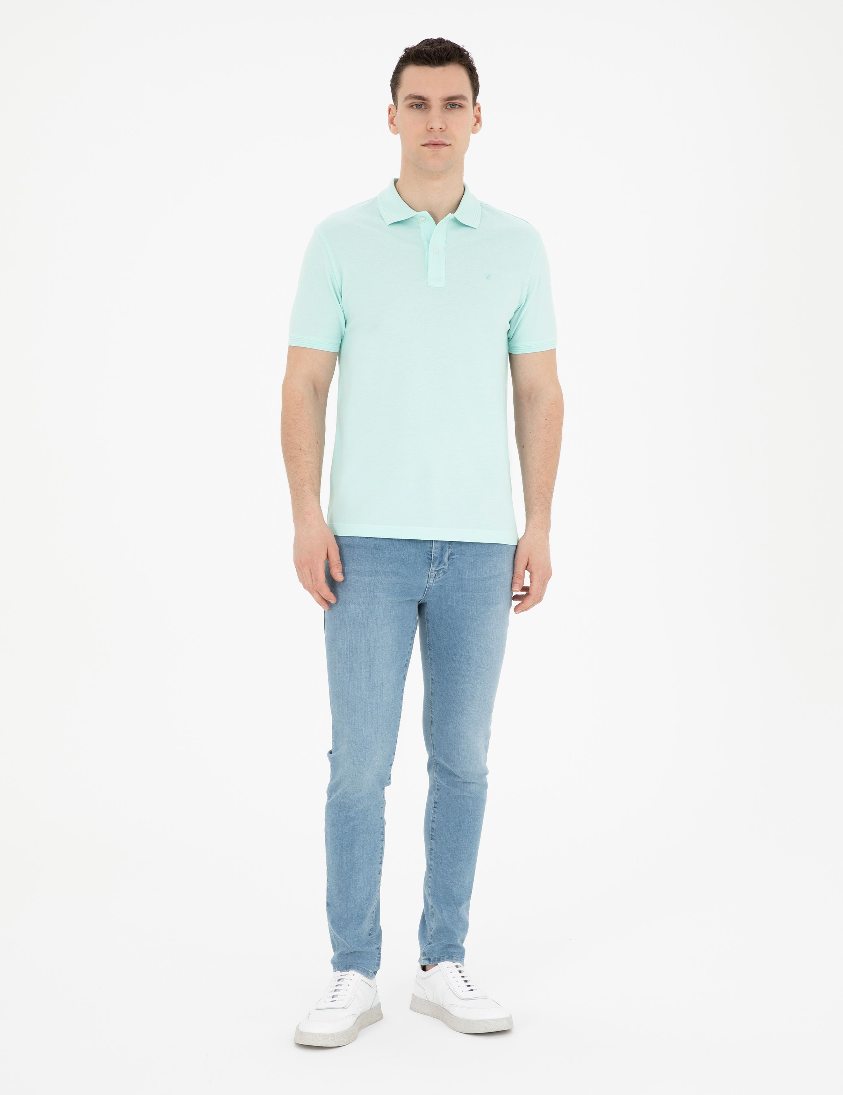 Su Yeşili Slim Fit Basic Tişört