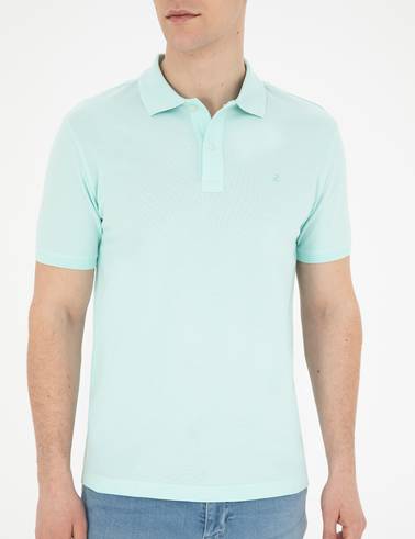 Su Yeşili Slim Fit Basic Tişört