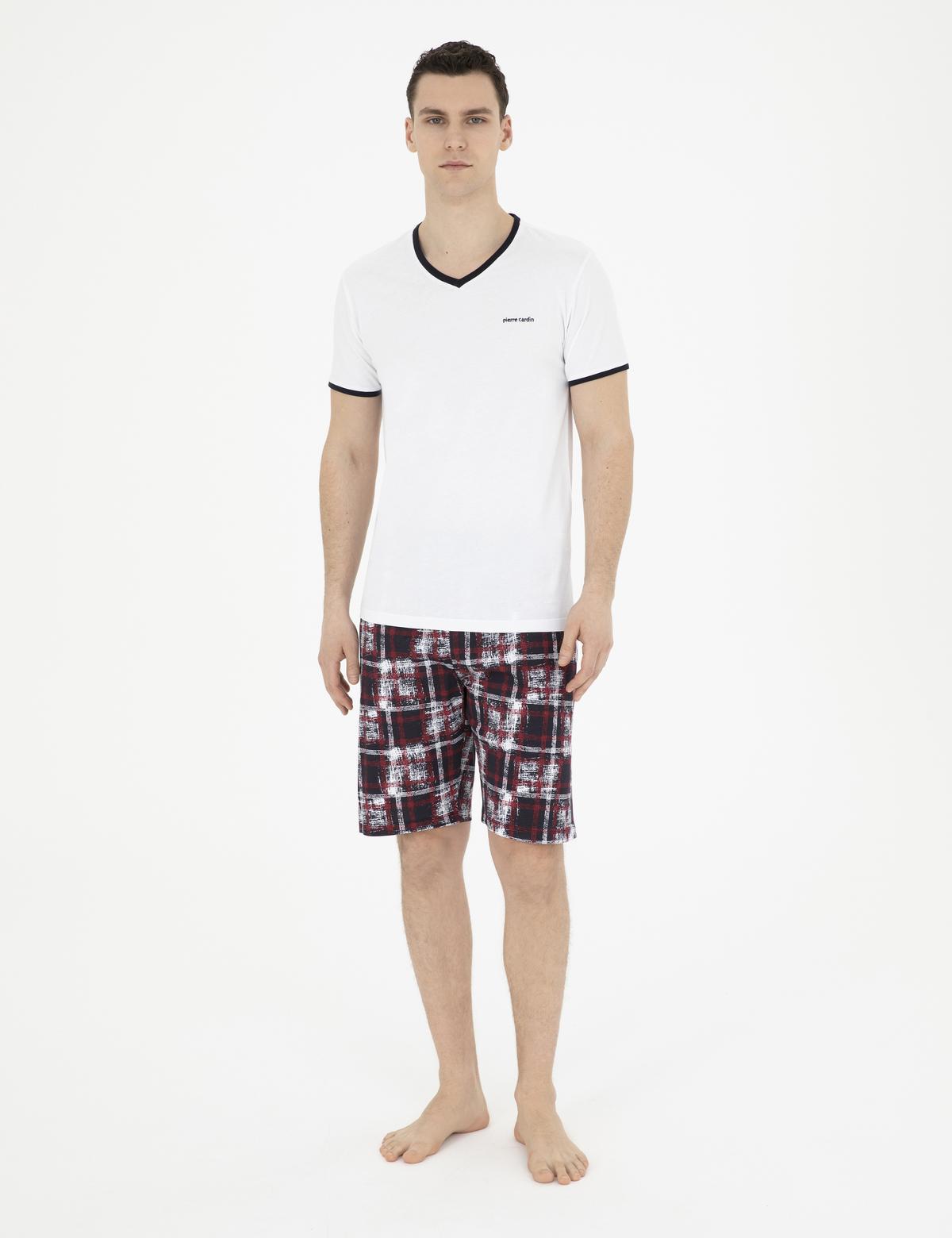 Beyaz Kısakol Şortlu Pijama Takımı