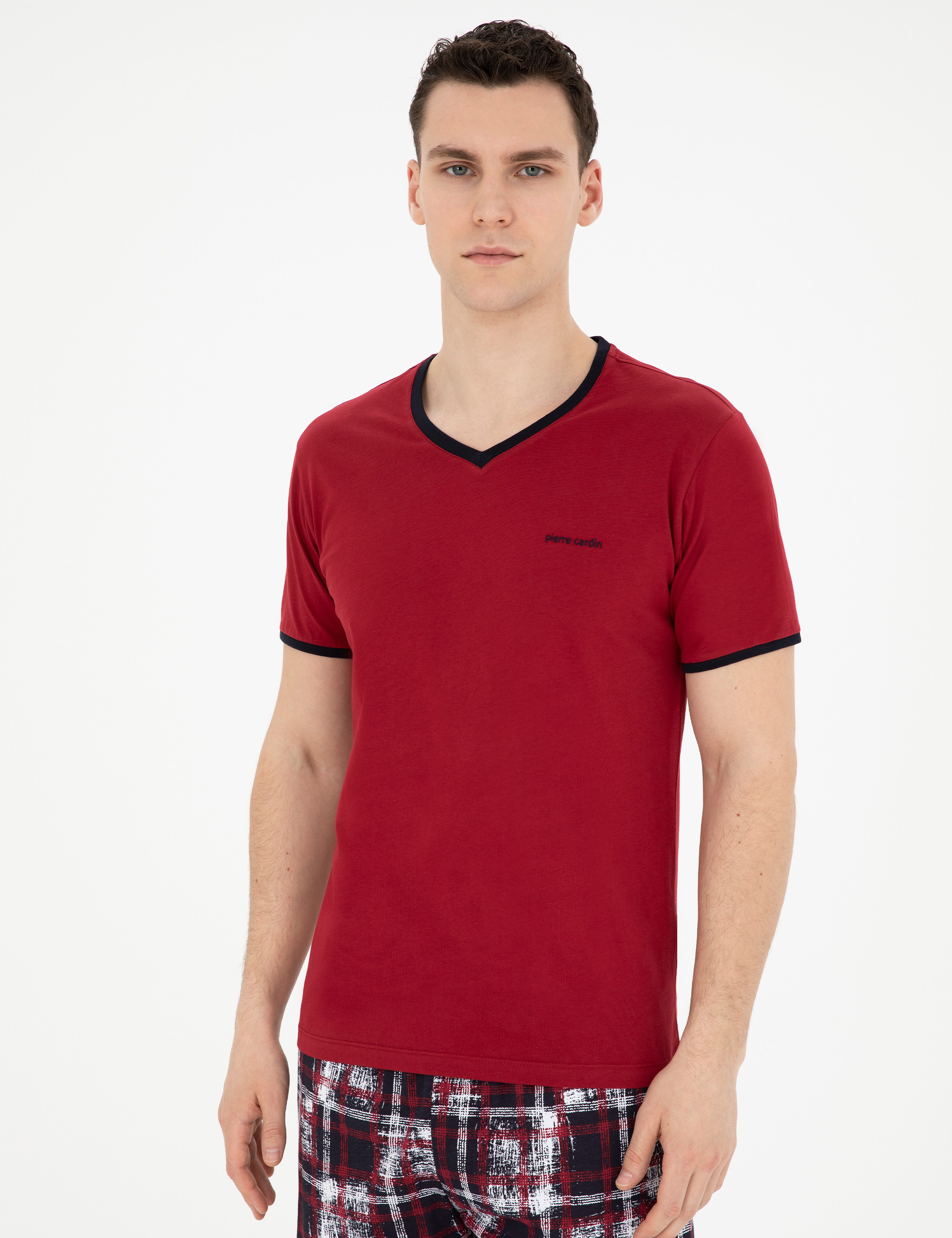 Bordo Kısakol Şortlu Pijama Takımı - Image 4