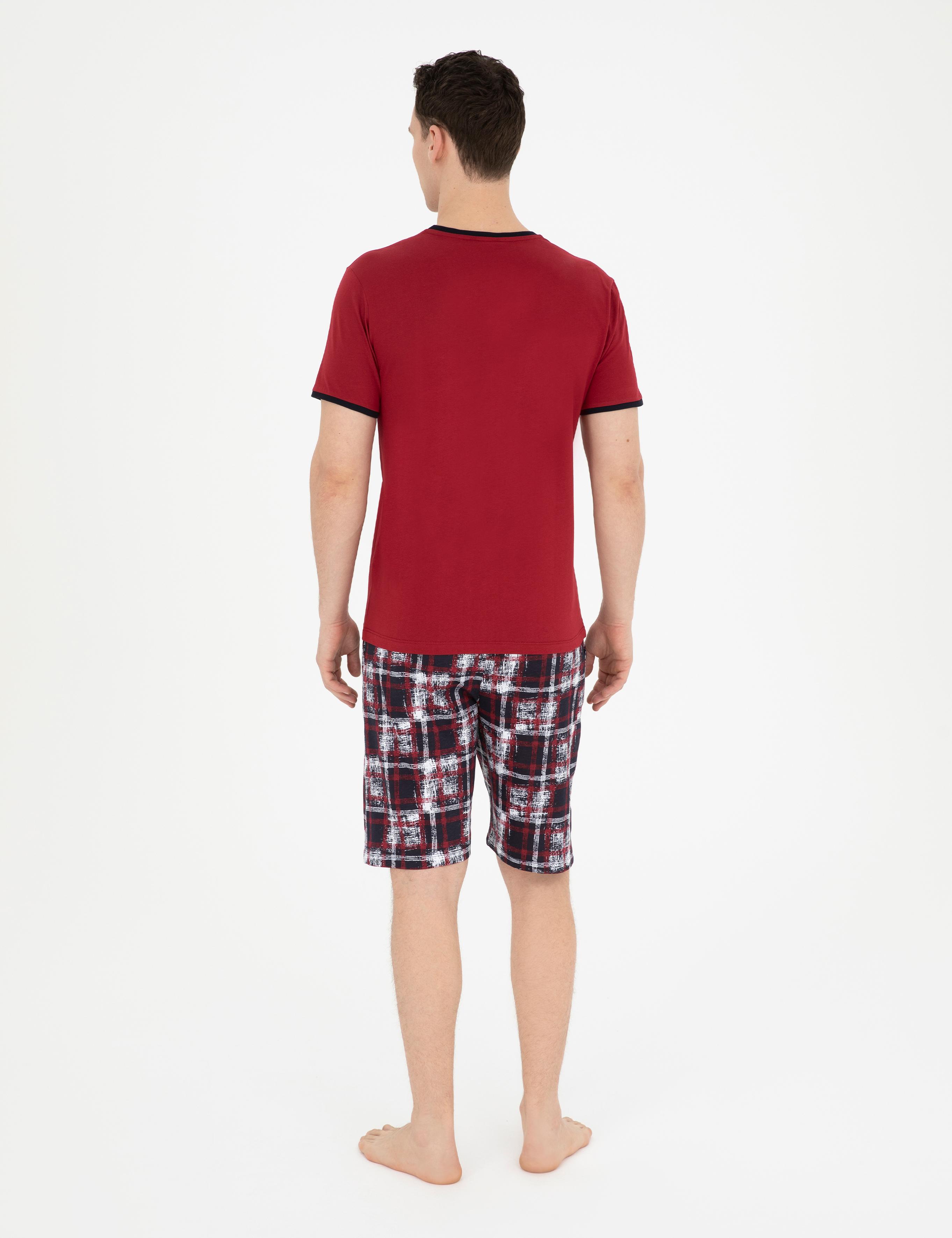 Bordo Kısakol Şortlu Pijama Takımı