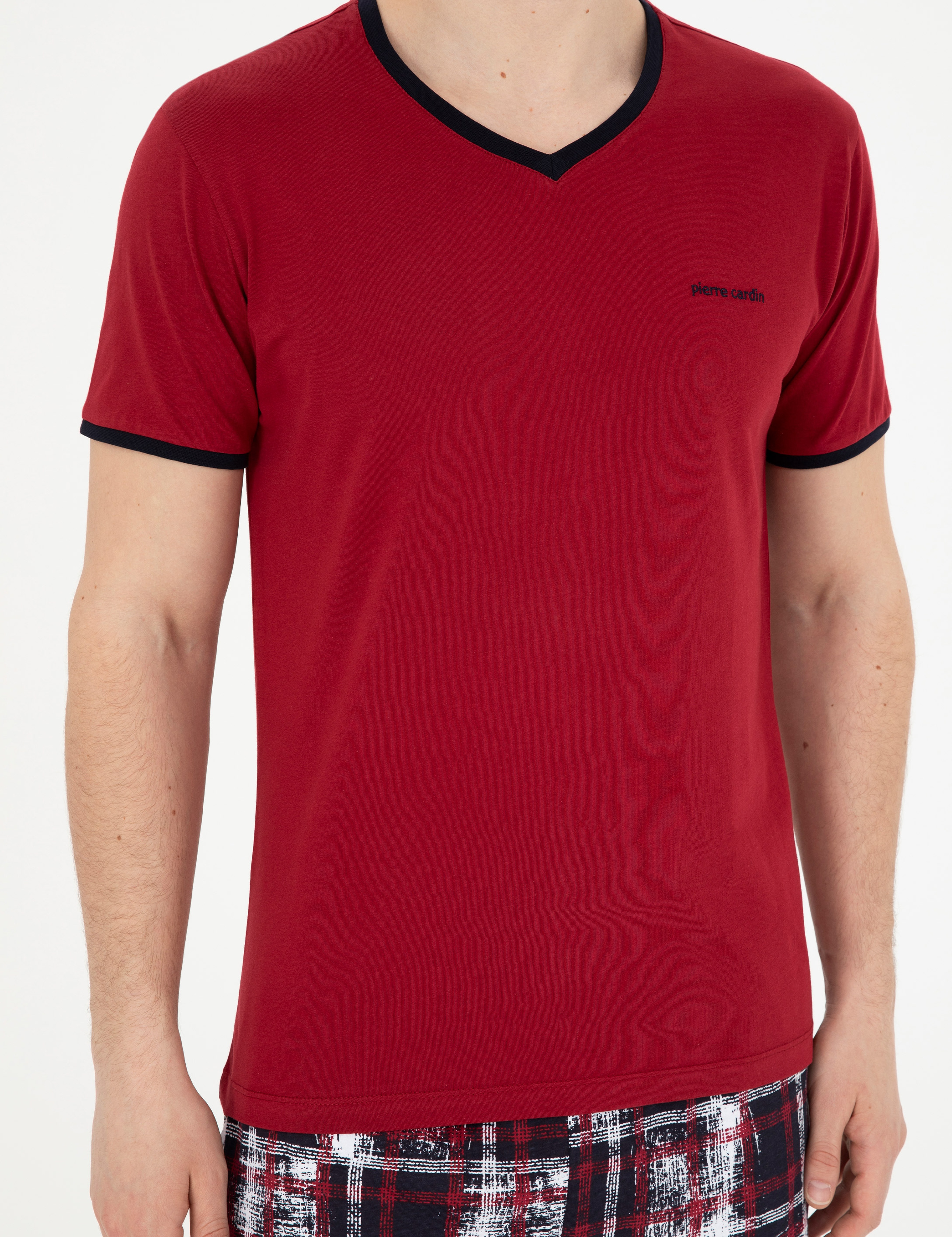 Bordo Kısakol Şortlu Pijama Takımı - Image 6