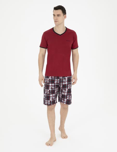 Bordo Kısakol Şortlu Pijama Takımı - 50294241003