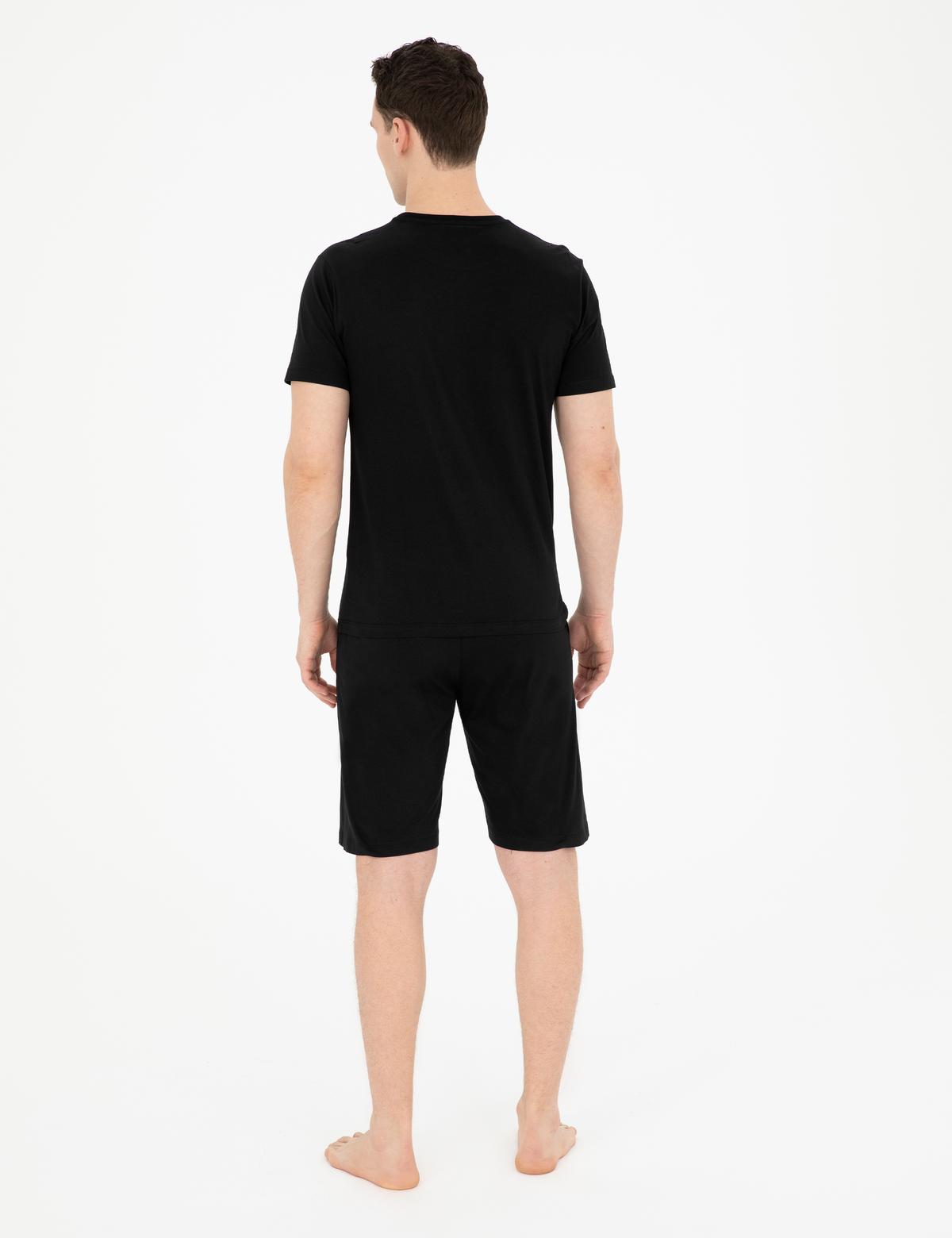 Siyah Kısakol Şortlu Pijama Takımı - 50294205001