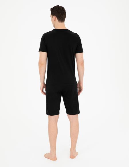 Siyah Kısakol Şortlu Pijama Takımı - 50294205001