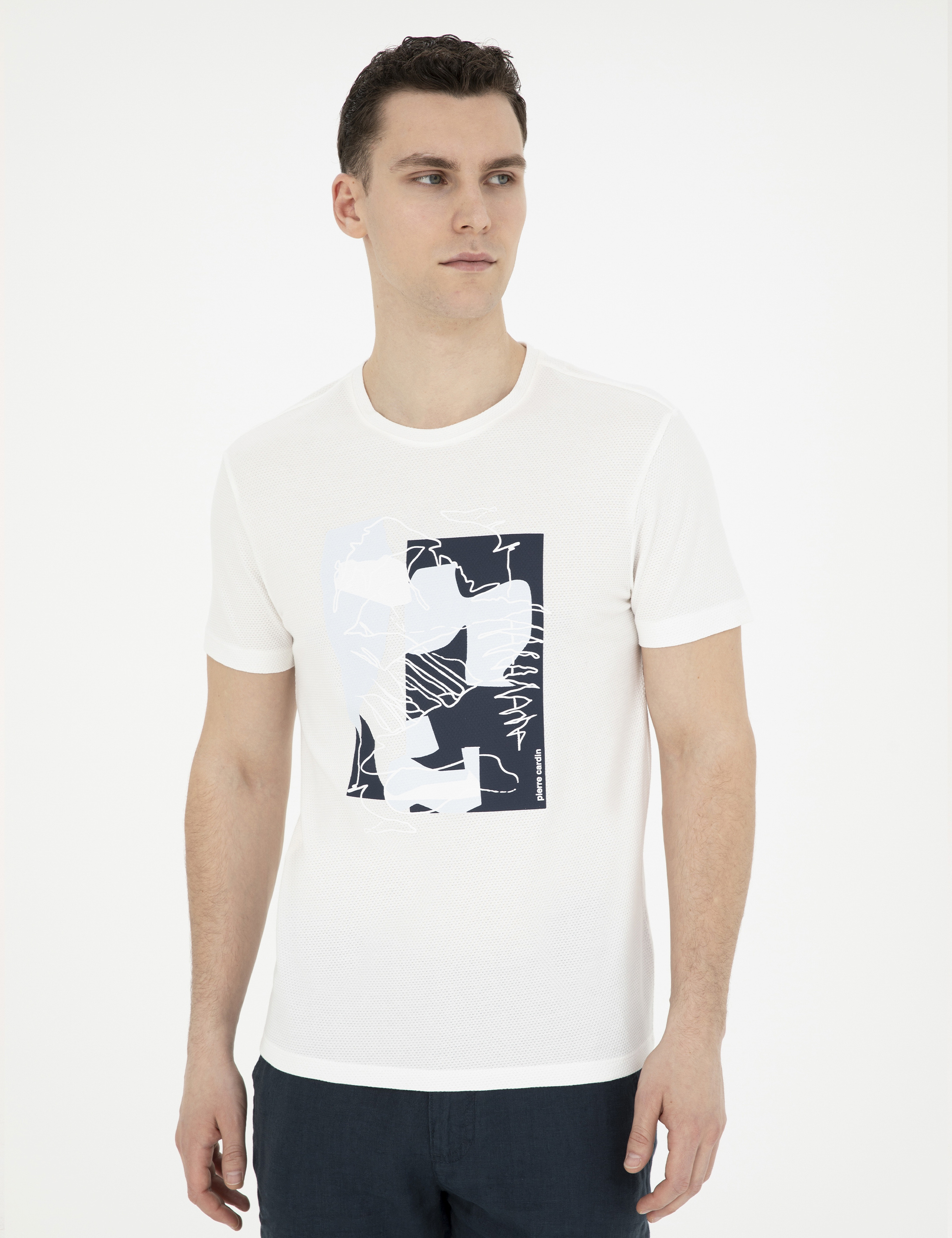 Ekru Slim Fit Tişört - Image 3