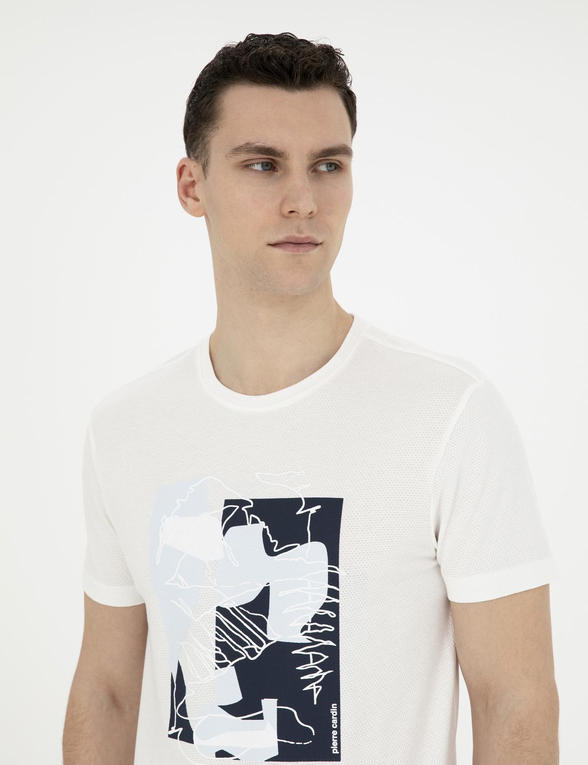 Ekru Slim Fit Tişört - 50280942008