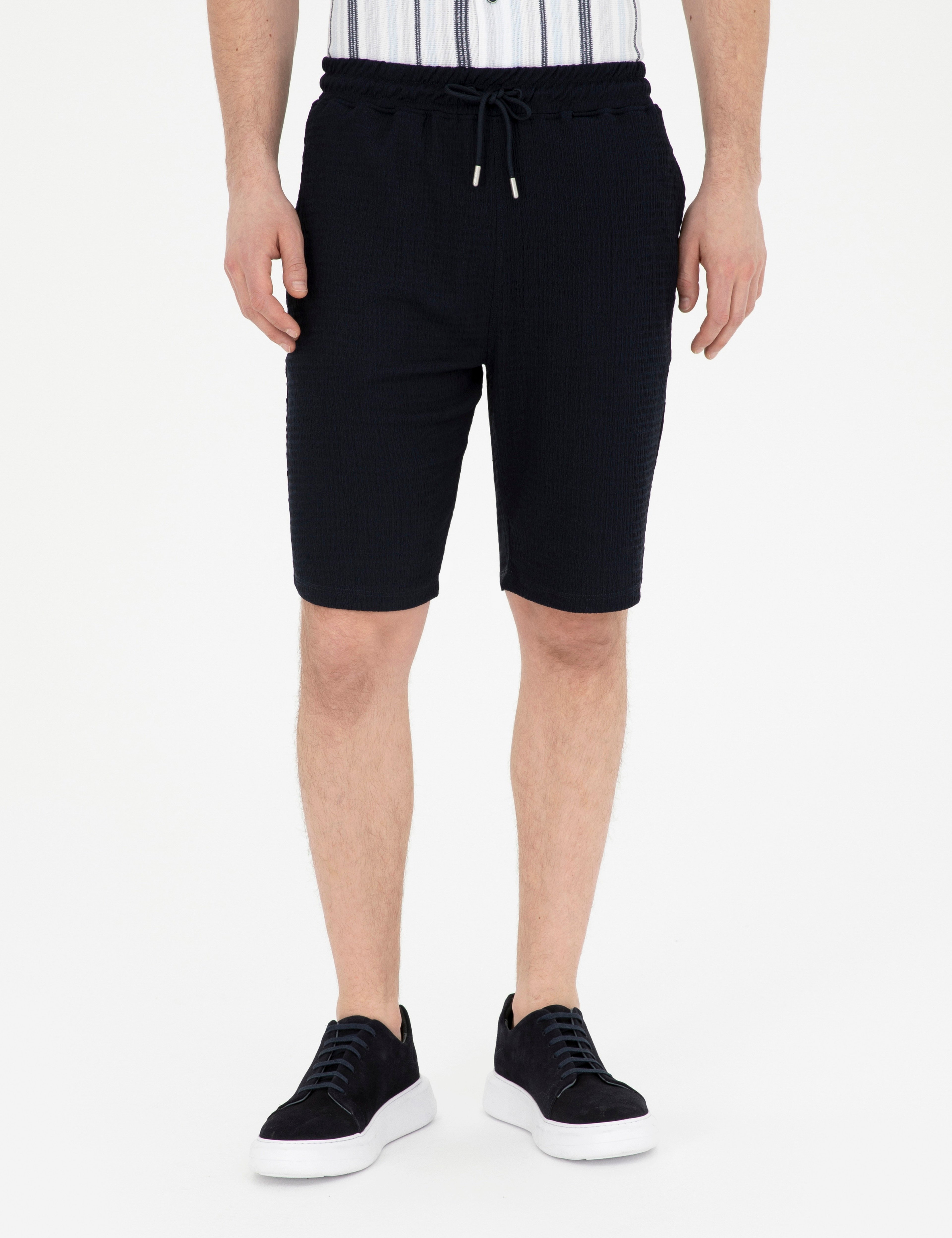 Lacivert Regular Fit Örme Şort - Image 2