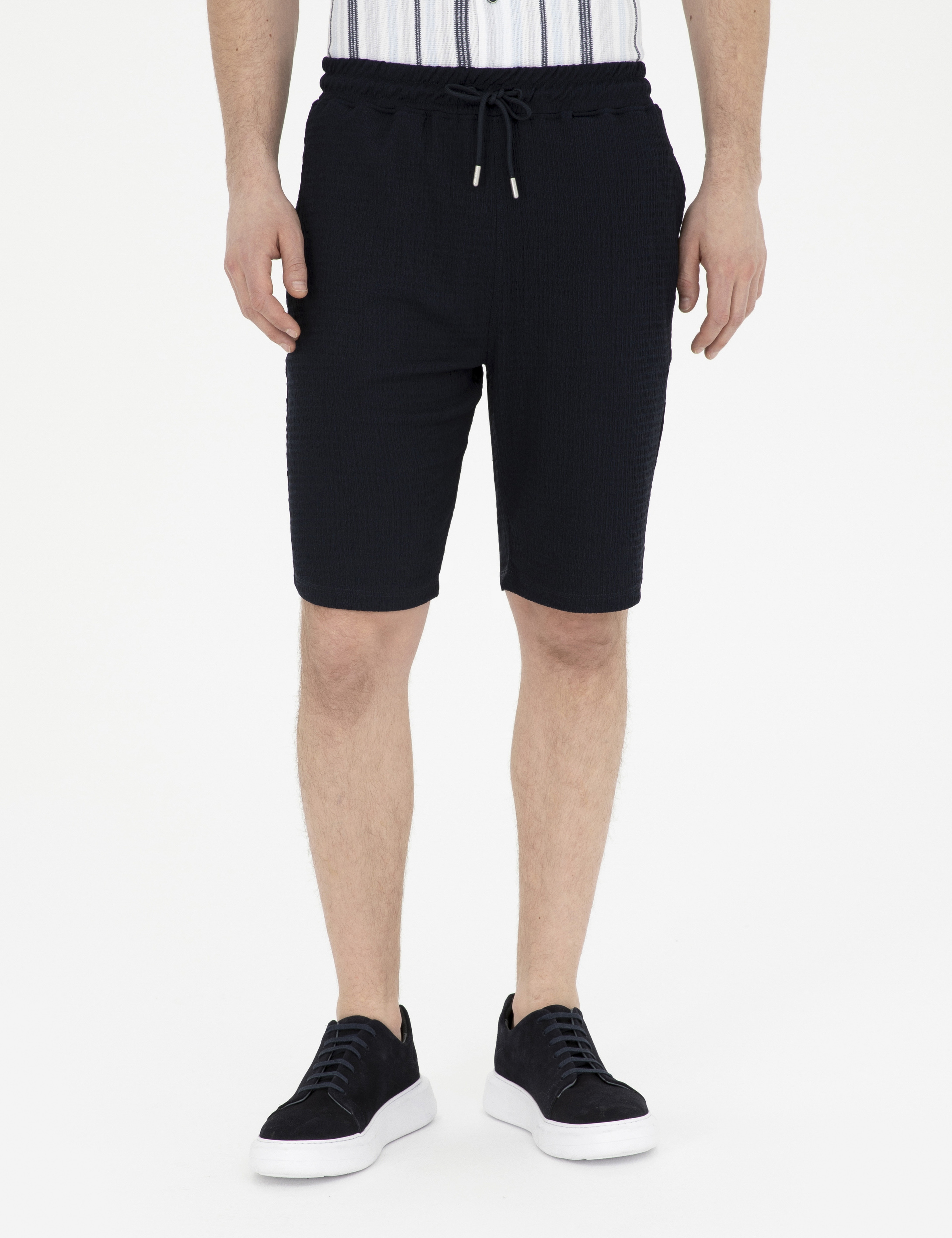 Lacivert Regular Fit Örme Şort
