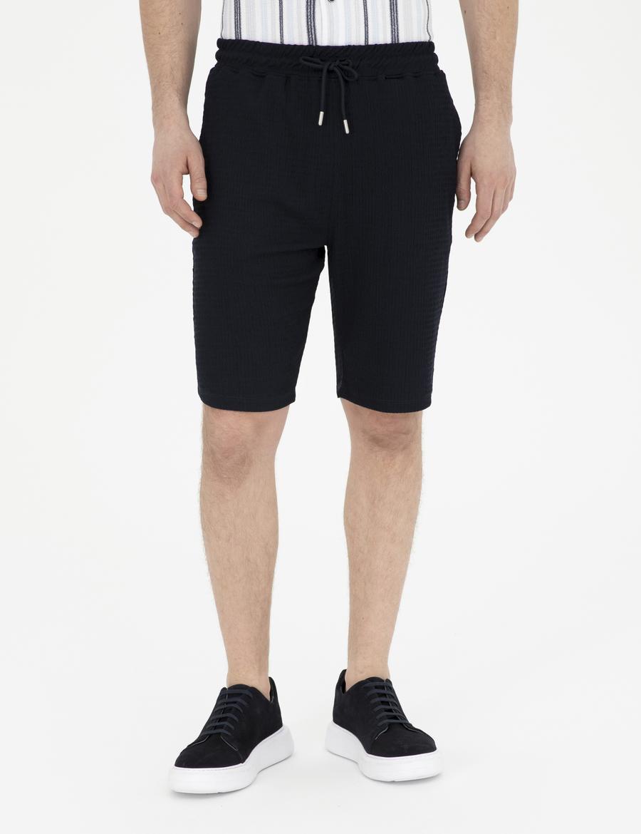 Lacivert Regular Fit Örme Şort