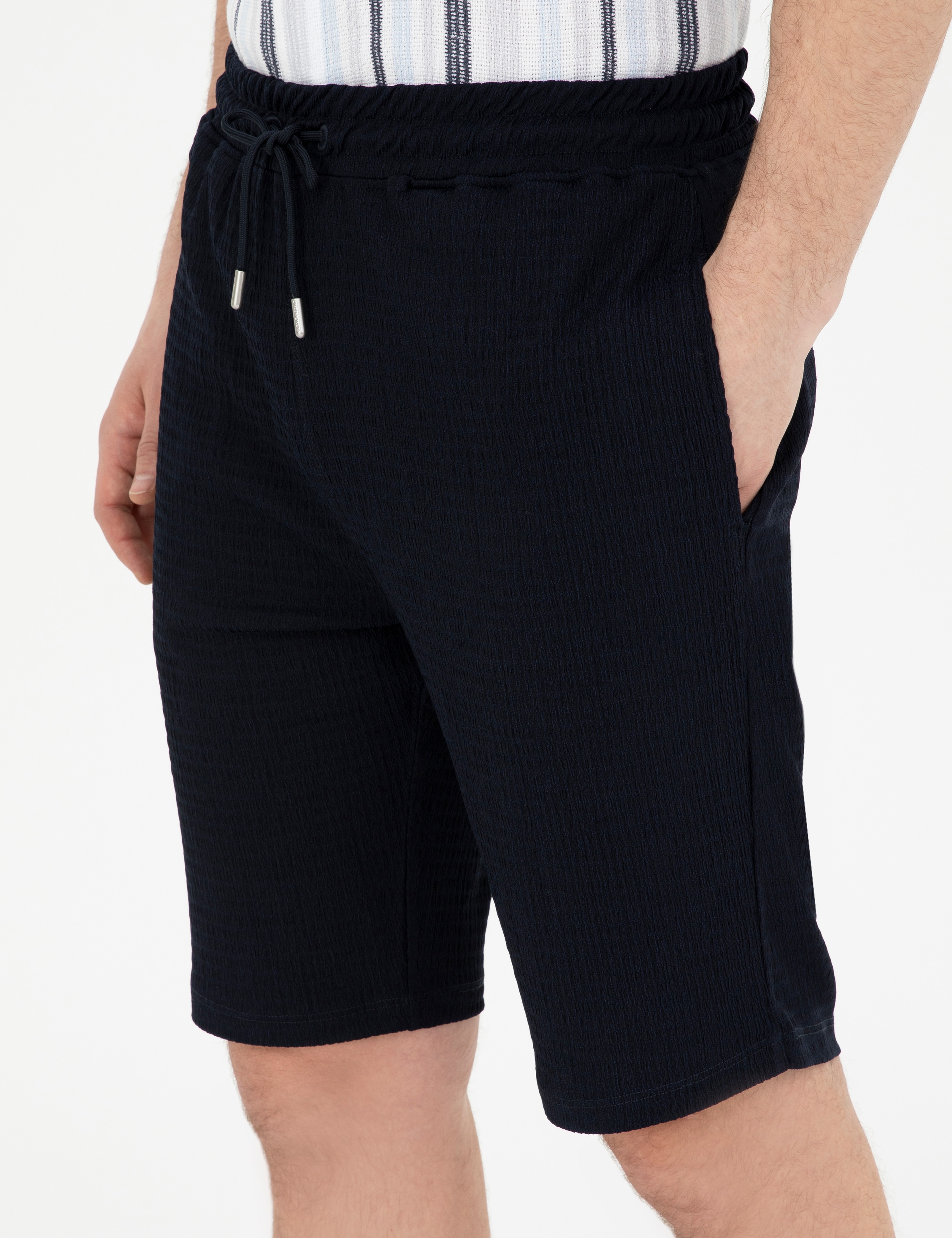 Lacivert Regular Fit Örme Şort - Image 5