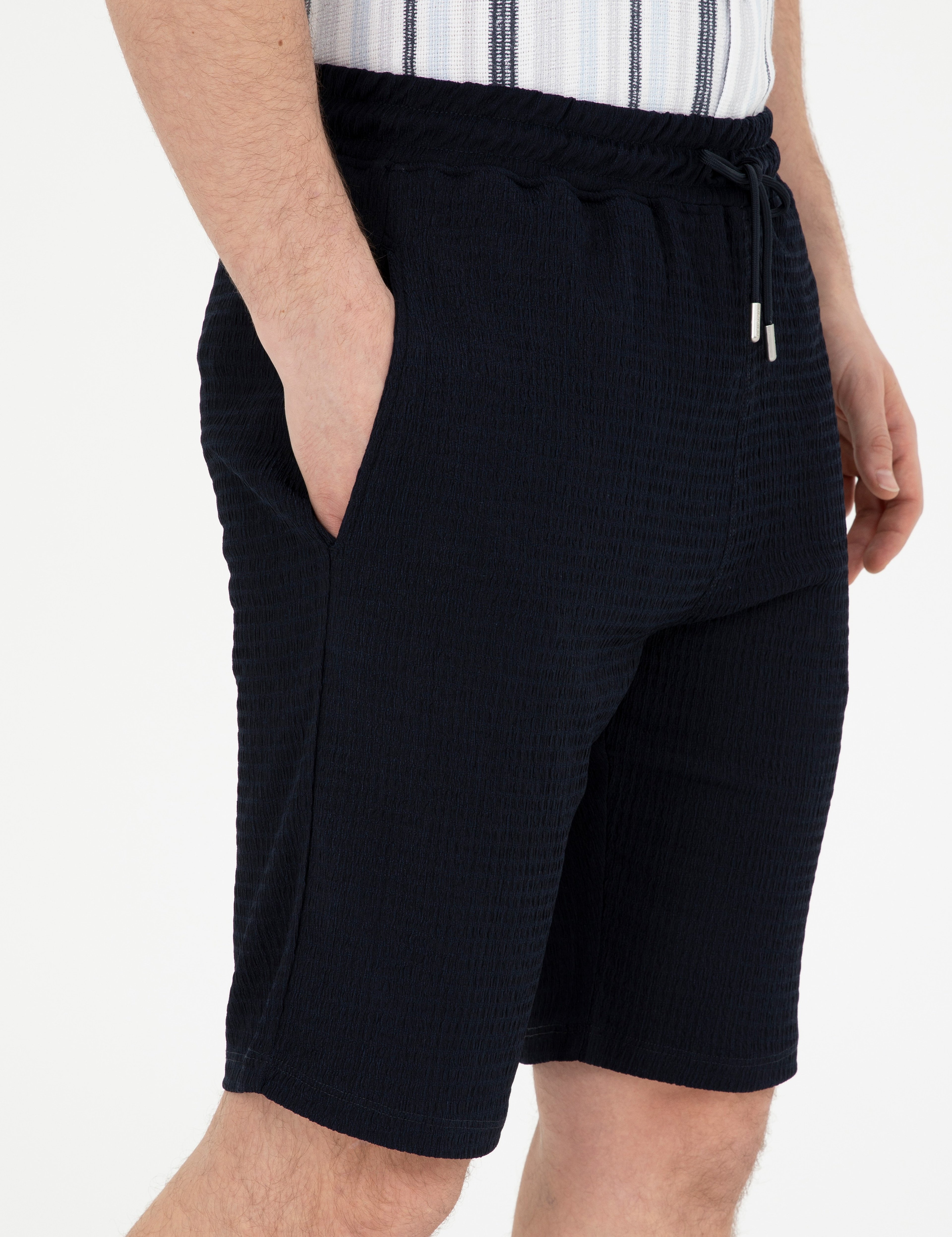 Lacivert Regular Fit Örme Şort