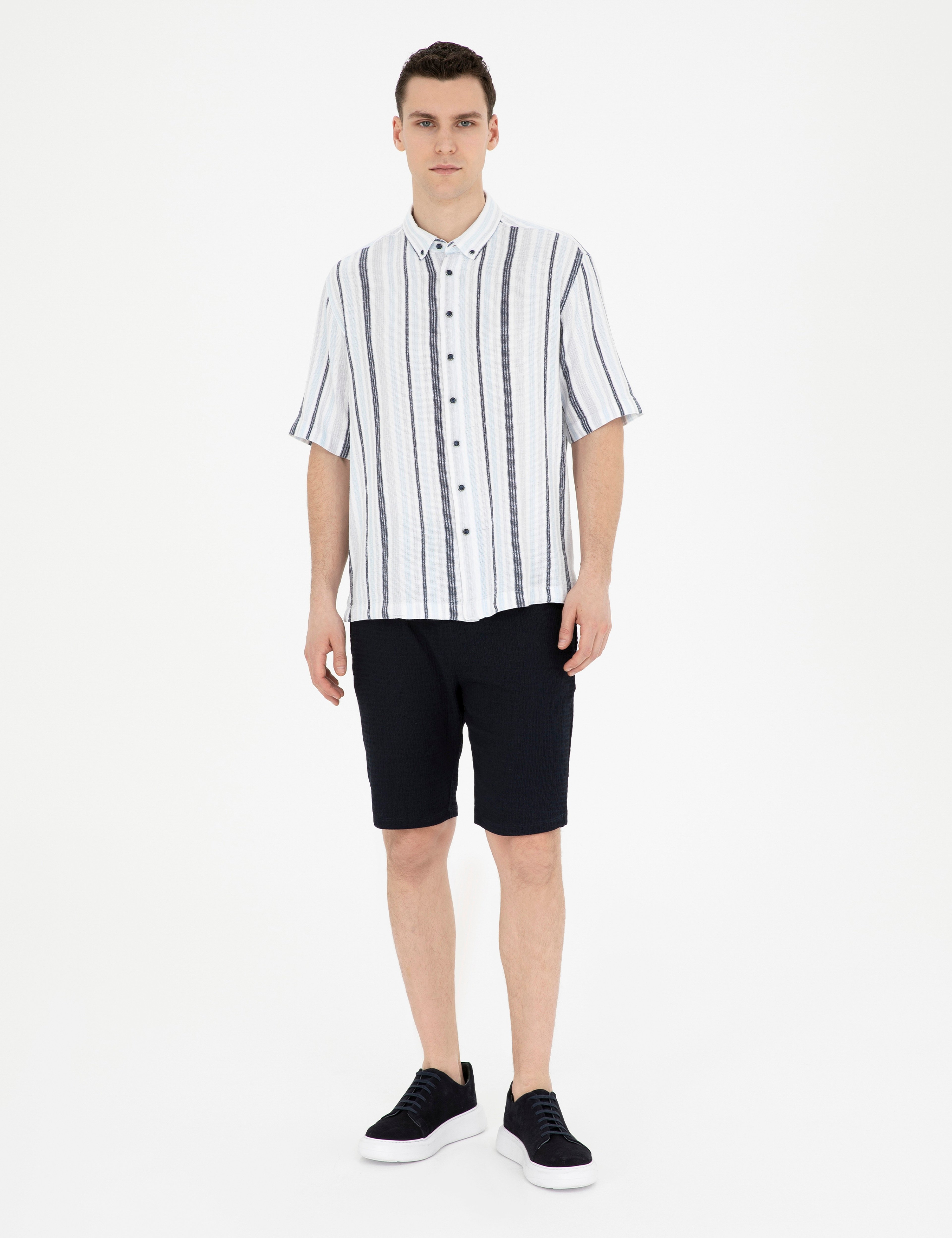 Lacivert Regular Fit Örme Şort - Image 3
