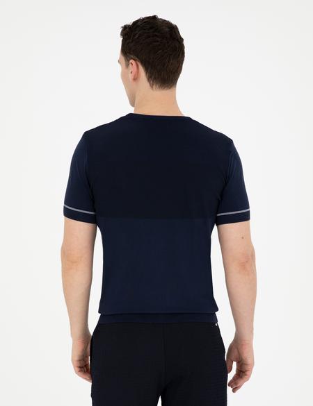 Lacivert Slim Fit Bisiklet Yaka Triko Tişört - 50288117011