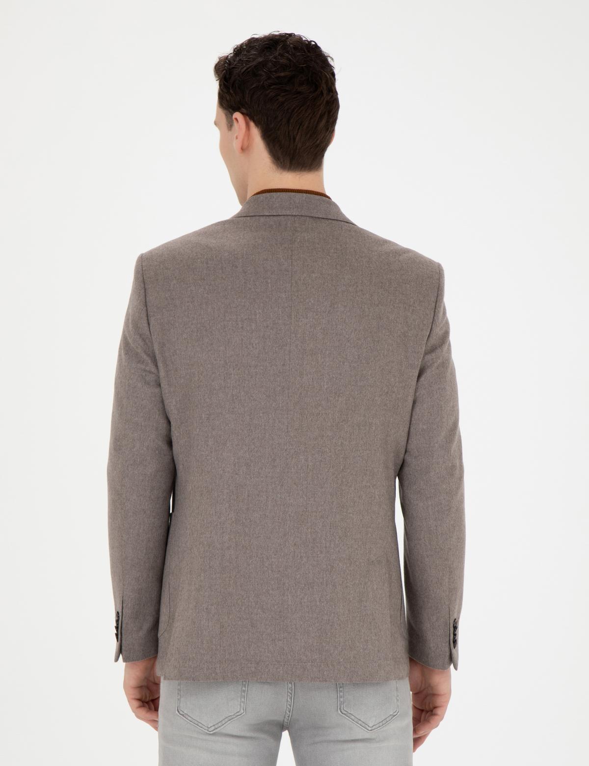 Açık Kahverengi Slim Fit %100 Kaşmir Ceket - 50292652077