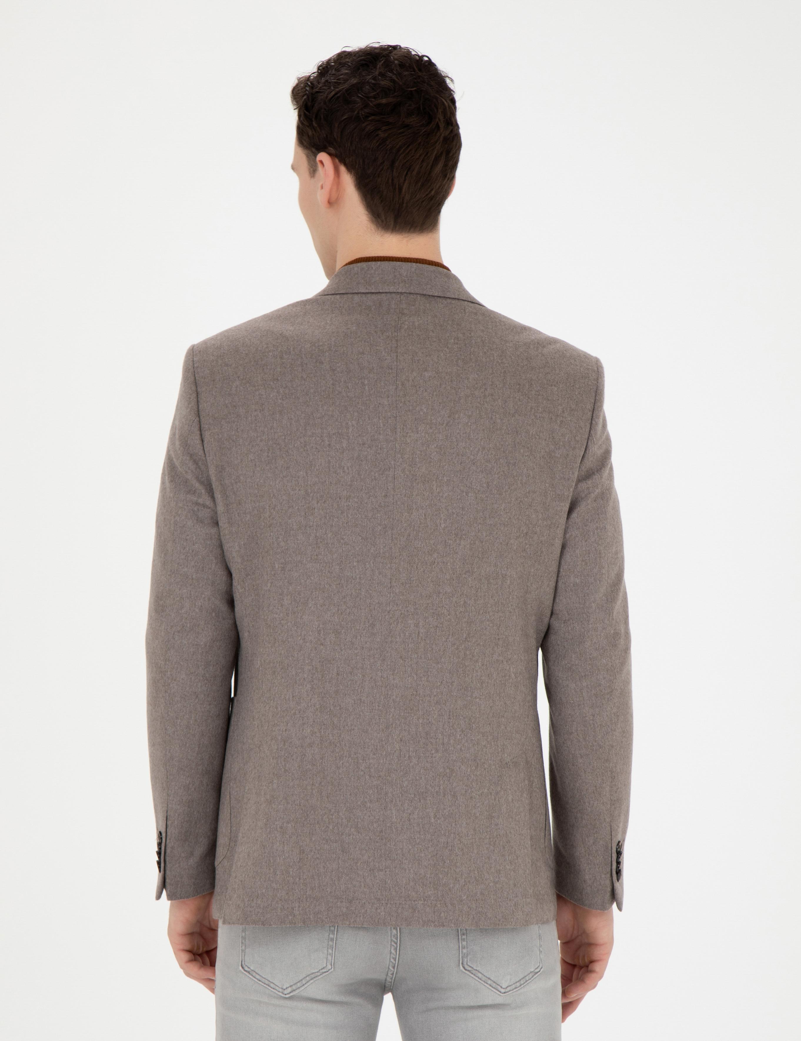 Açık Kahverengi Slim Fit %100 Kaşmir Ceket