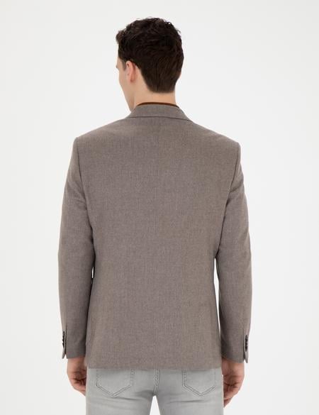 Açık Kahverengi Slim Fit %100 Kaşmir Ceket - 50292652077