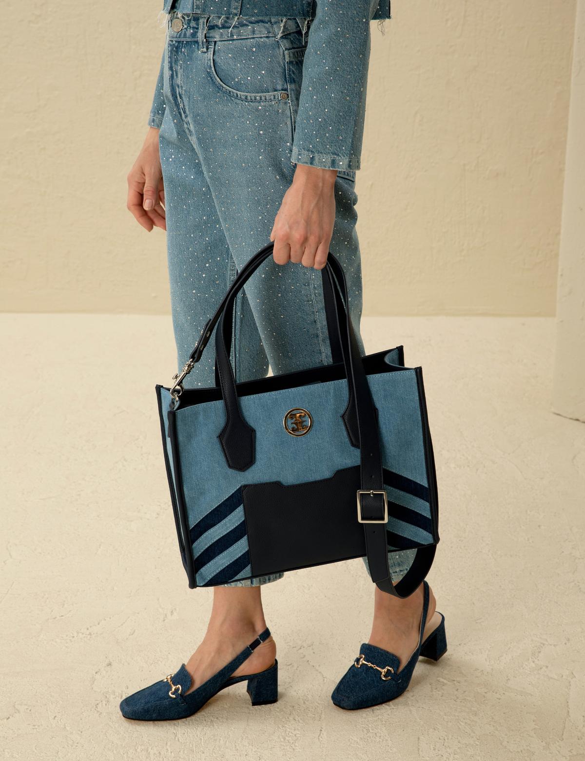 Denim Omuz Çantası - 50287371002