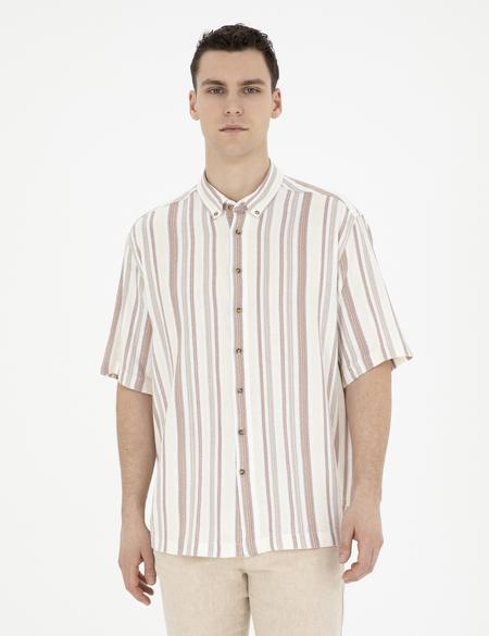 Kahverengi Oversize Kısa Kollu Gömlek - 50285540025