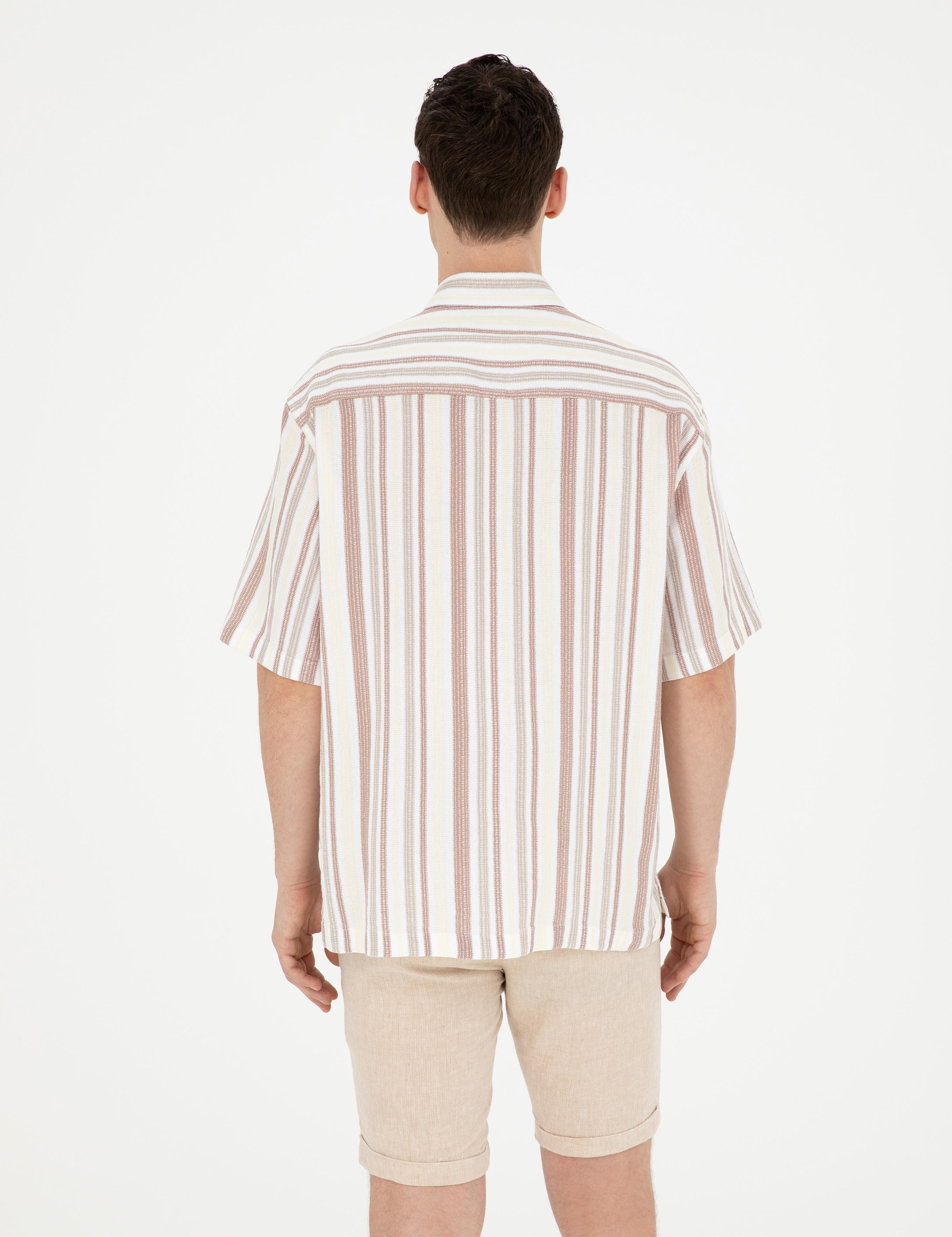 Kahverengi Oversize Kısa Kollu Gömlek